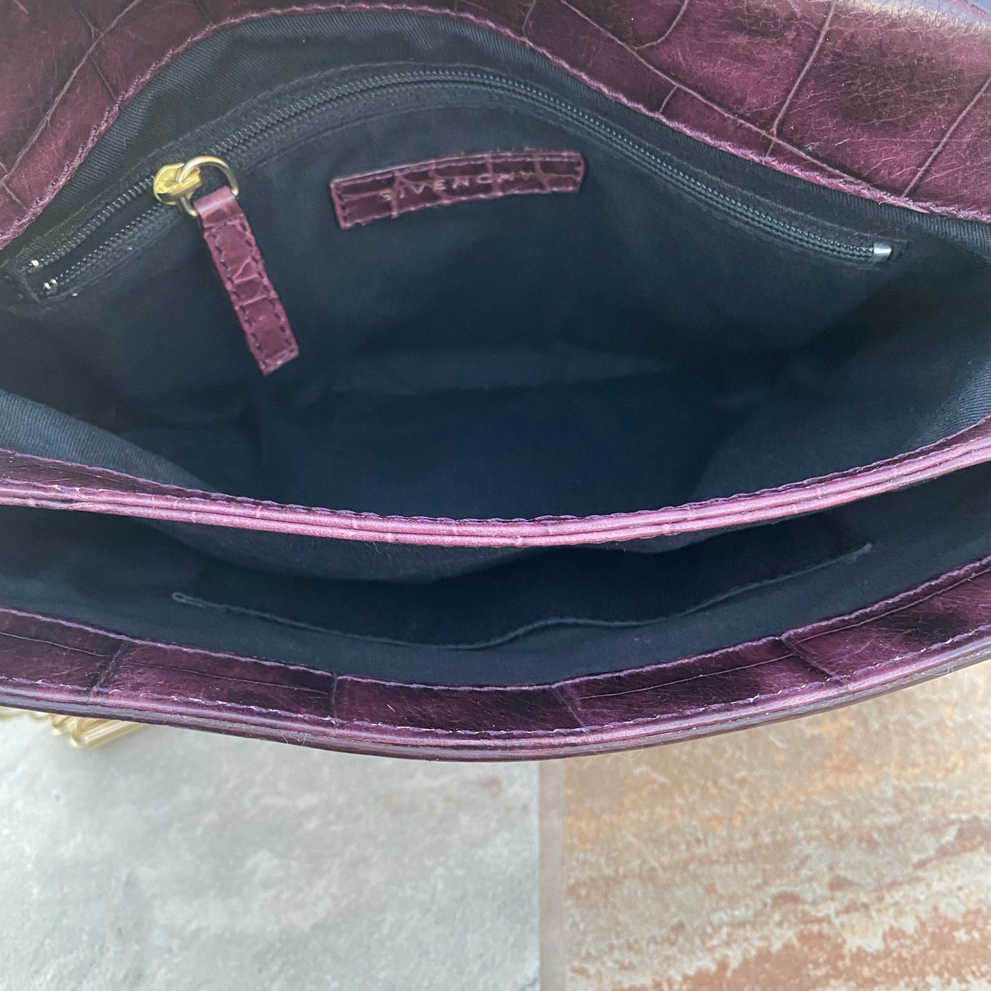 Givenchy Vintage Croc Embossed Chain Bag