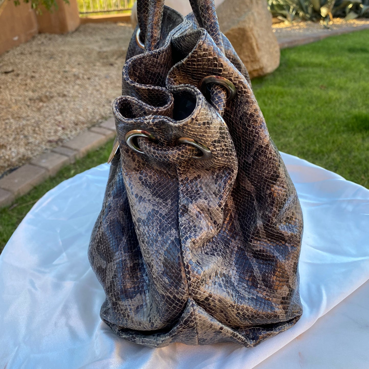 Furla Snakeskin Embossed Leather Bag