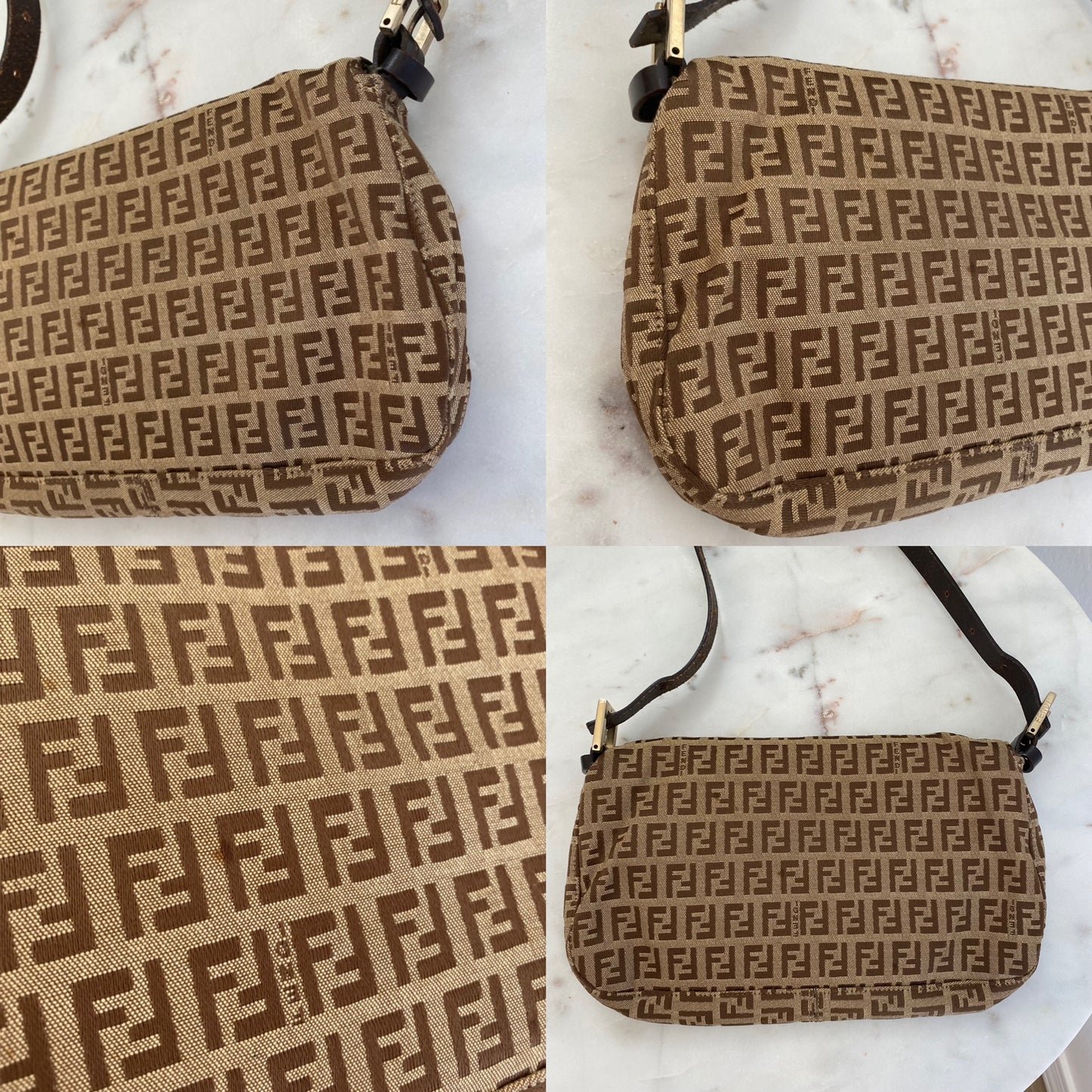 Fendi Vintage Zucchino Baguette Shoulder Bag