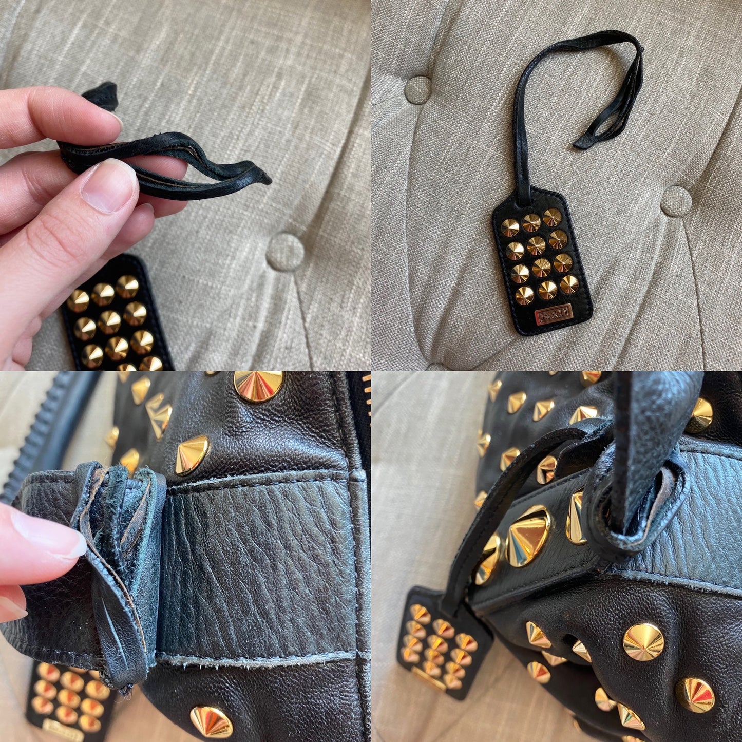 Be&D Garbo Studded Lamb Leather Satchel