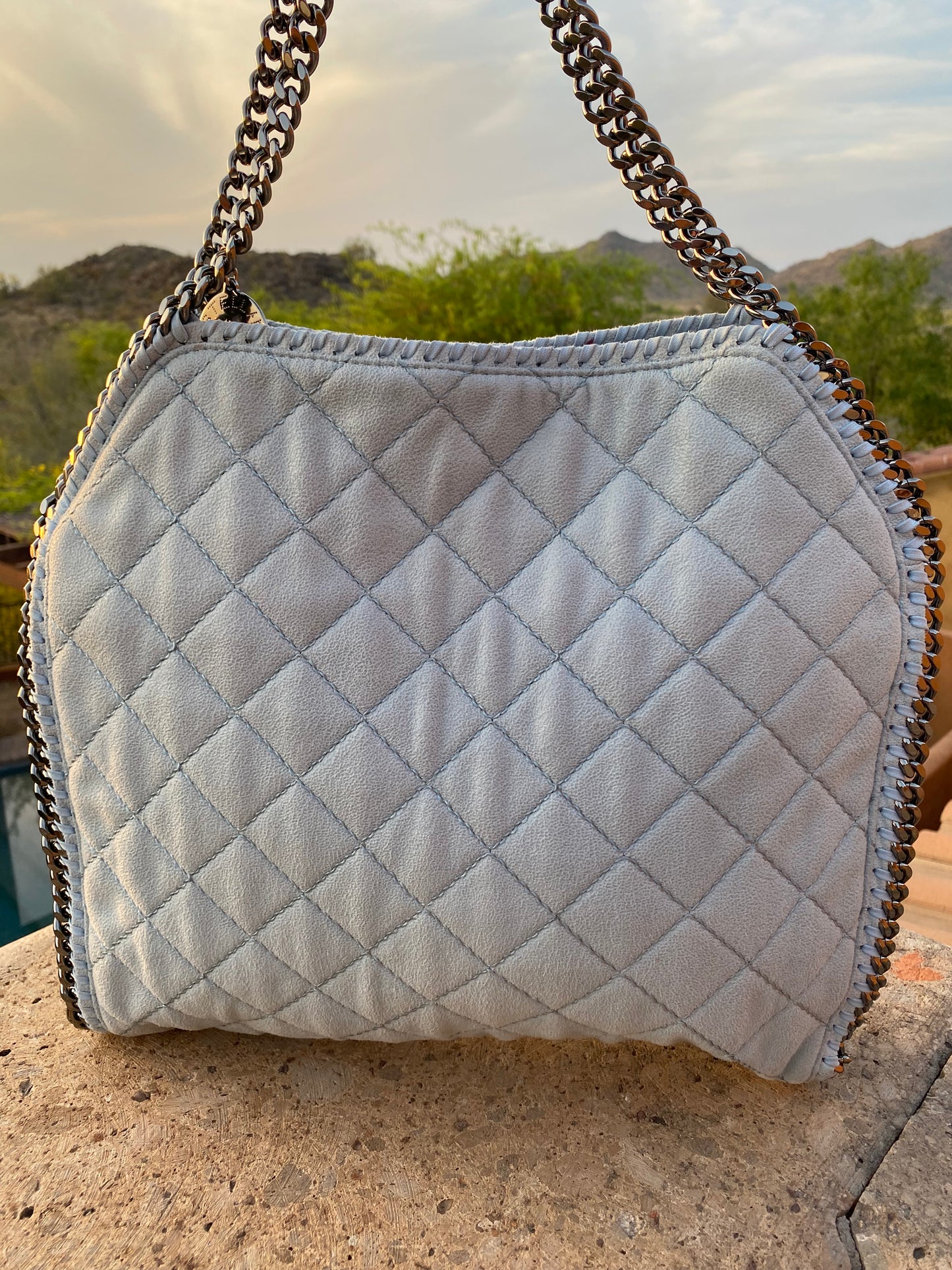 Stella McCartney Quilted Vegan Suede Falabella Shoulder Bag