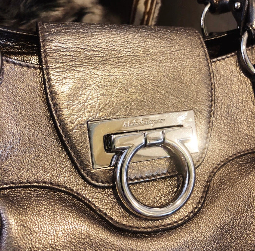 Salvatore Ferragamo Metallic Marisa Baguette Bag