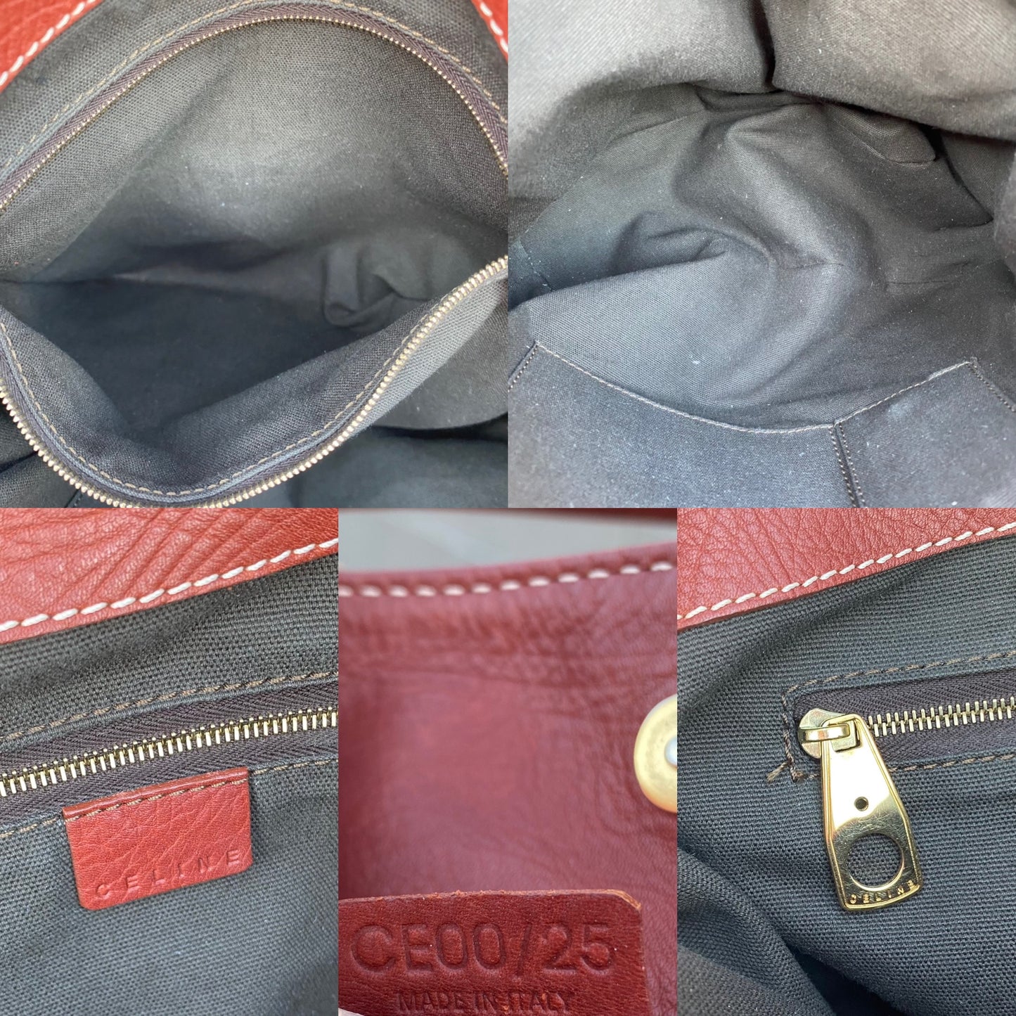 Celine Triomphe Leather Fold Over Hobo