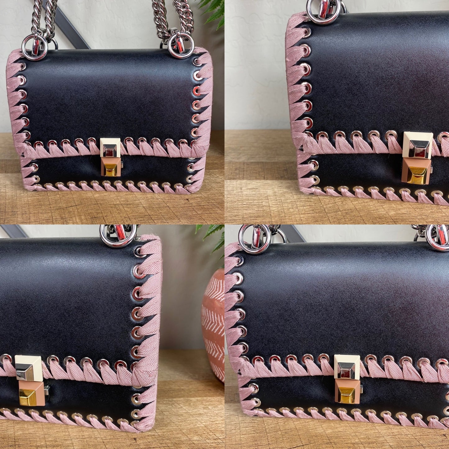 Fendi Kan Ribbon Whipstitch Small Shoulder Bag