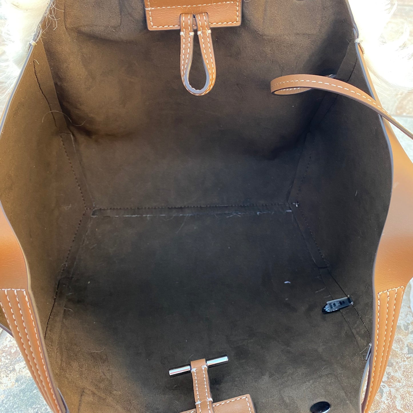 Tory Burch Rory Shearling Tote with Pouch