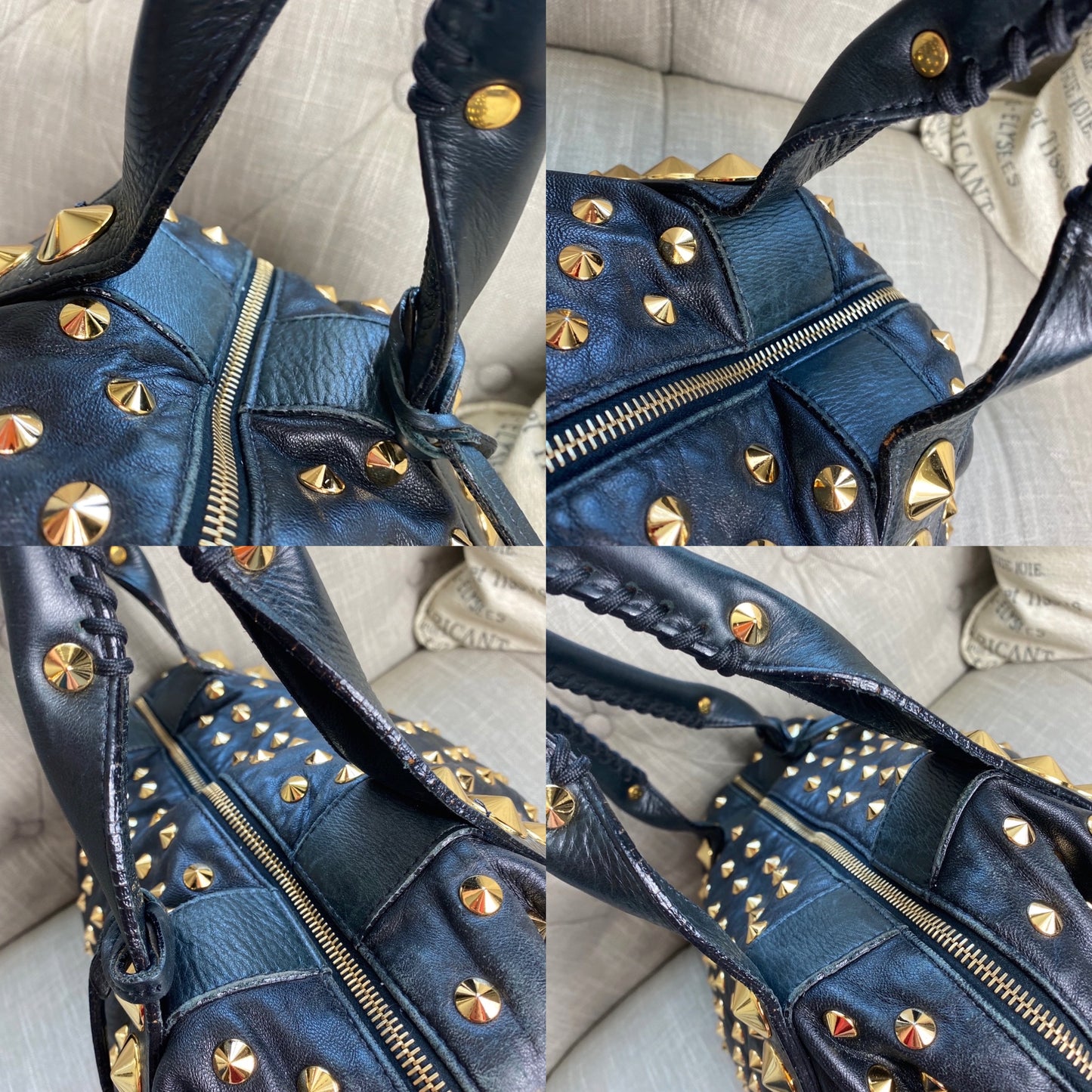 Be&D Garbo Studded Lamb Leather Satchel