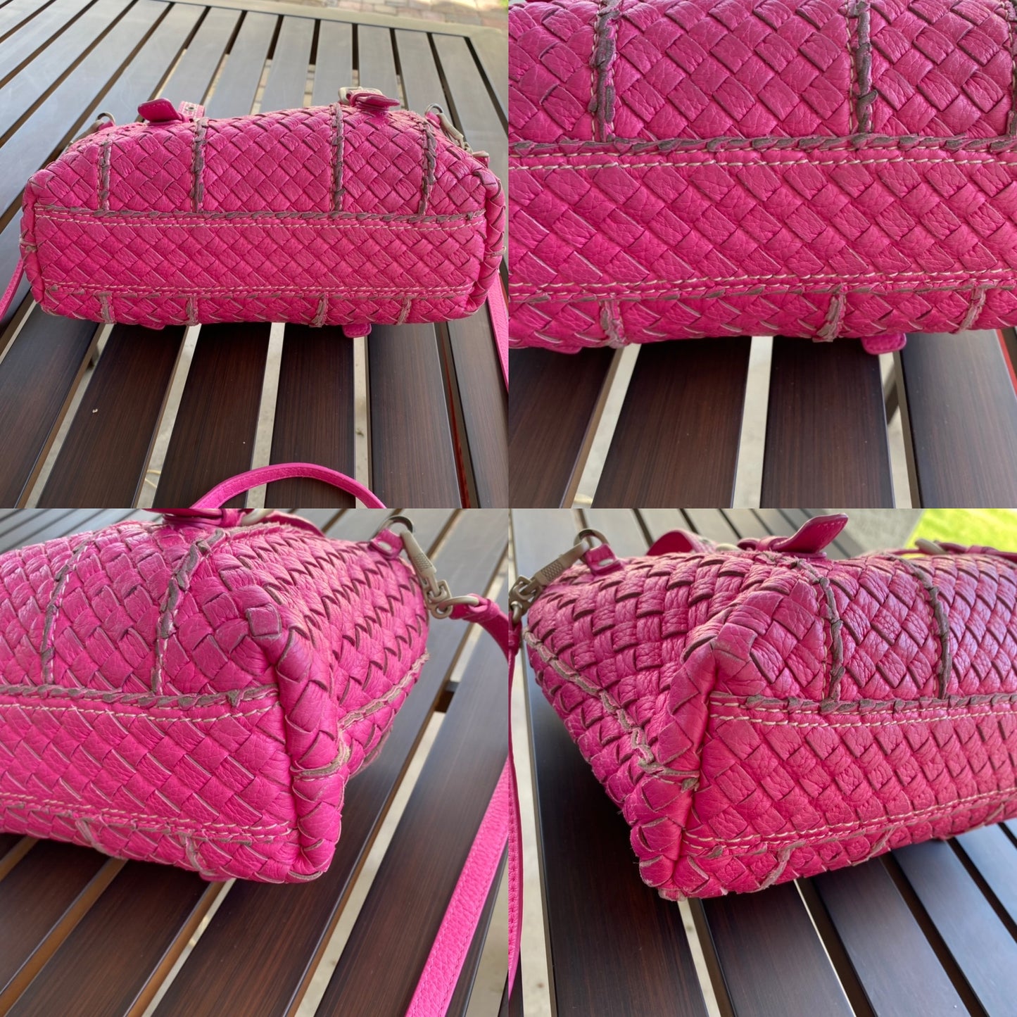 Bottega Veneta Intrecciato Vivo Cervo Woven Leather Satchel