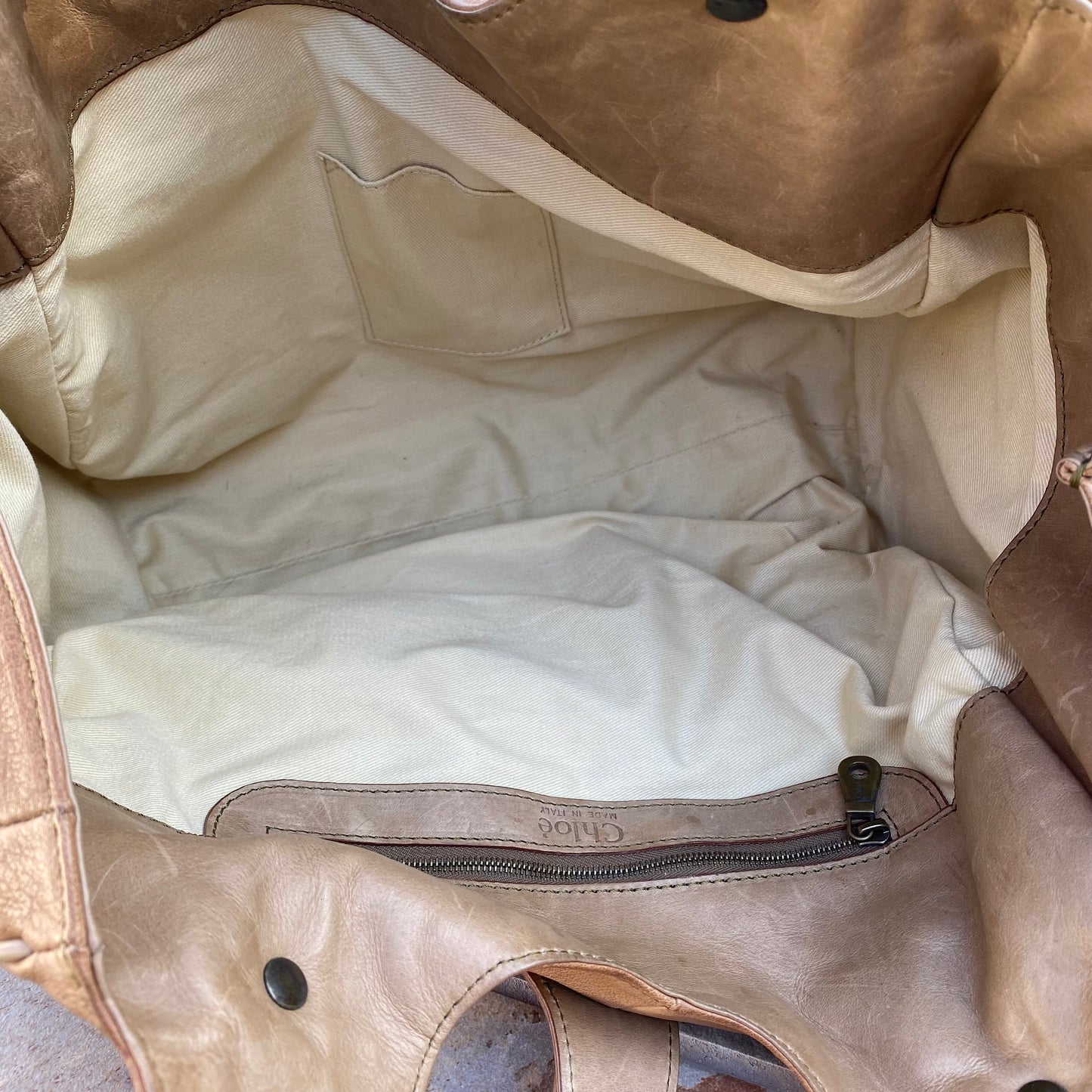 Chloé Silverado Vintage Whipstitch Leather Tote