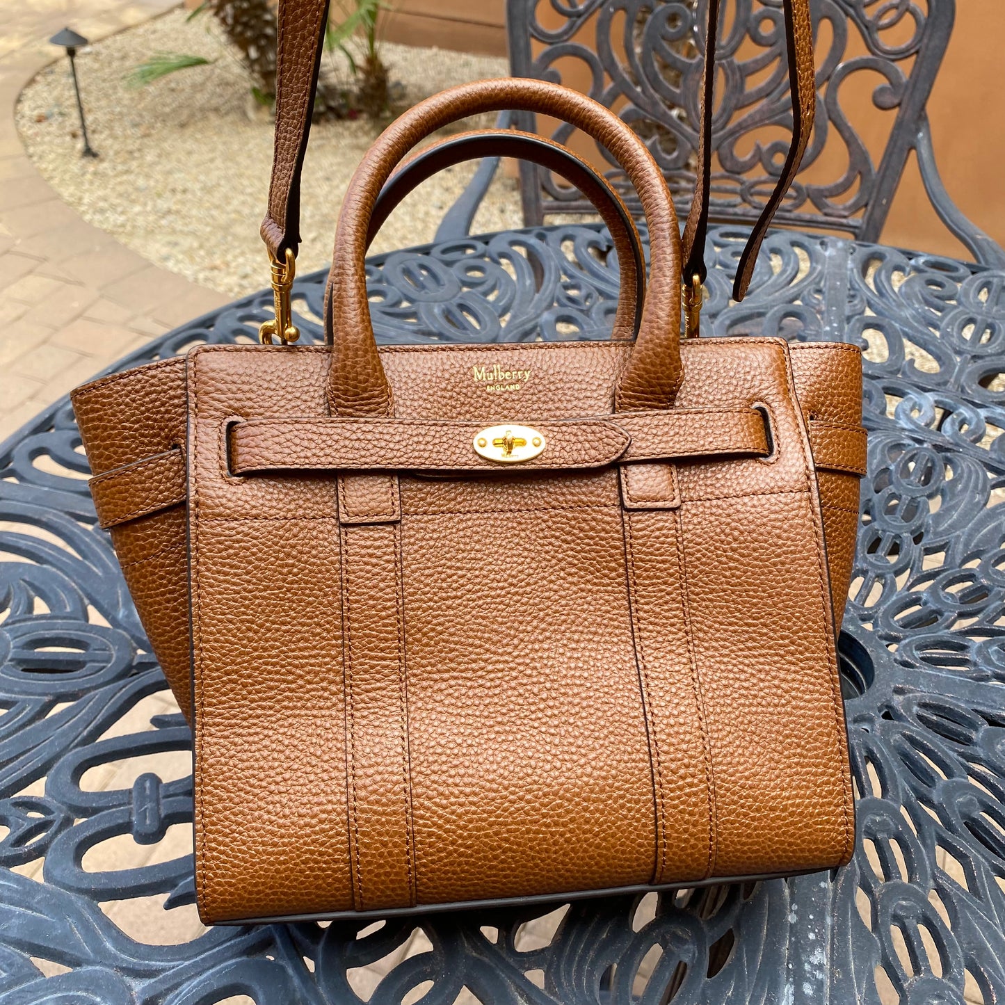 Mulberry Mini Zipped Bayswater Grained Leather Tote