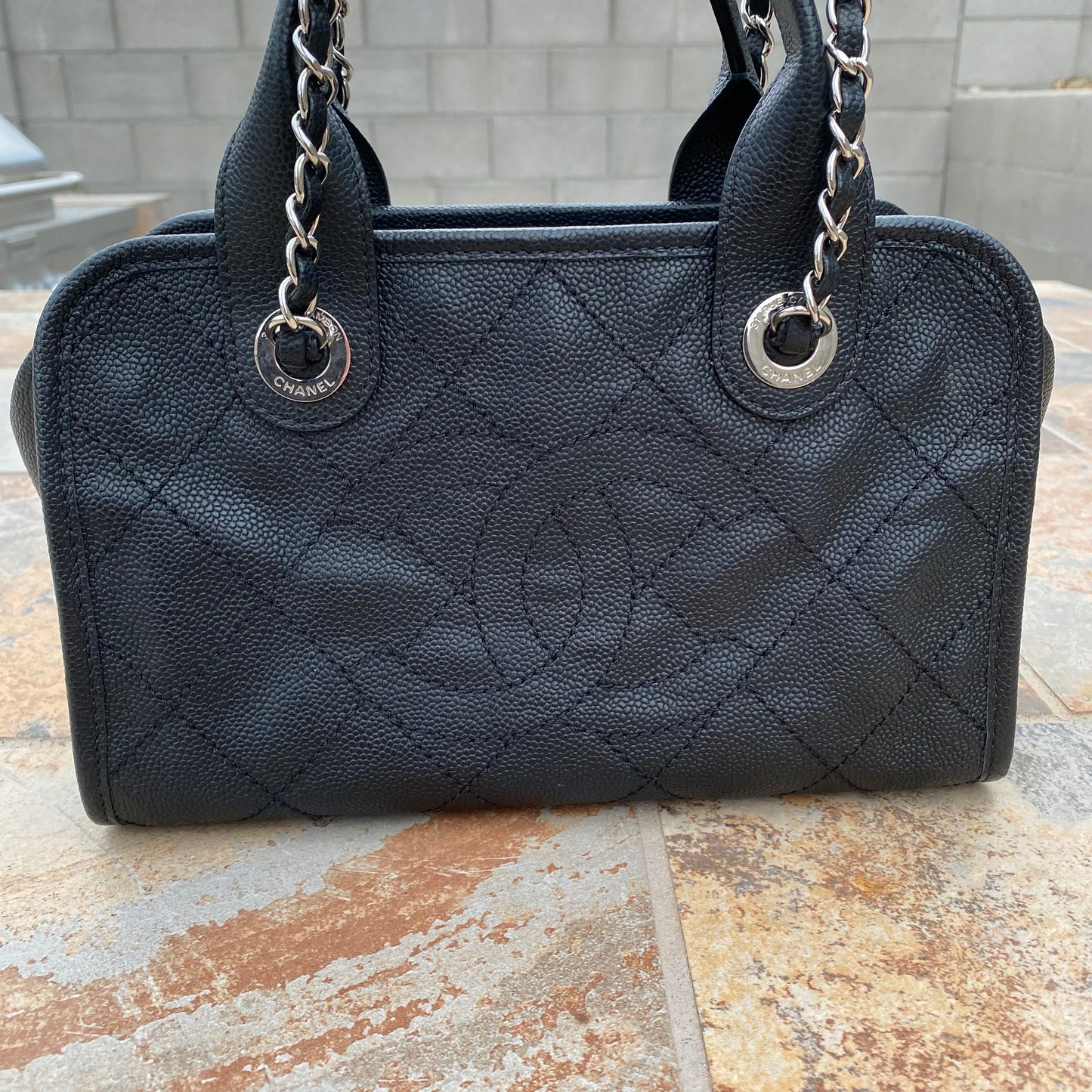 Chanel Small Deauville Caviar Bowling Bag
