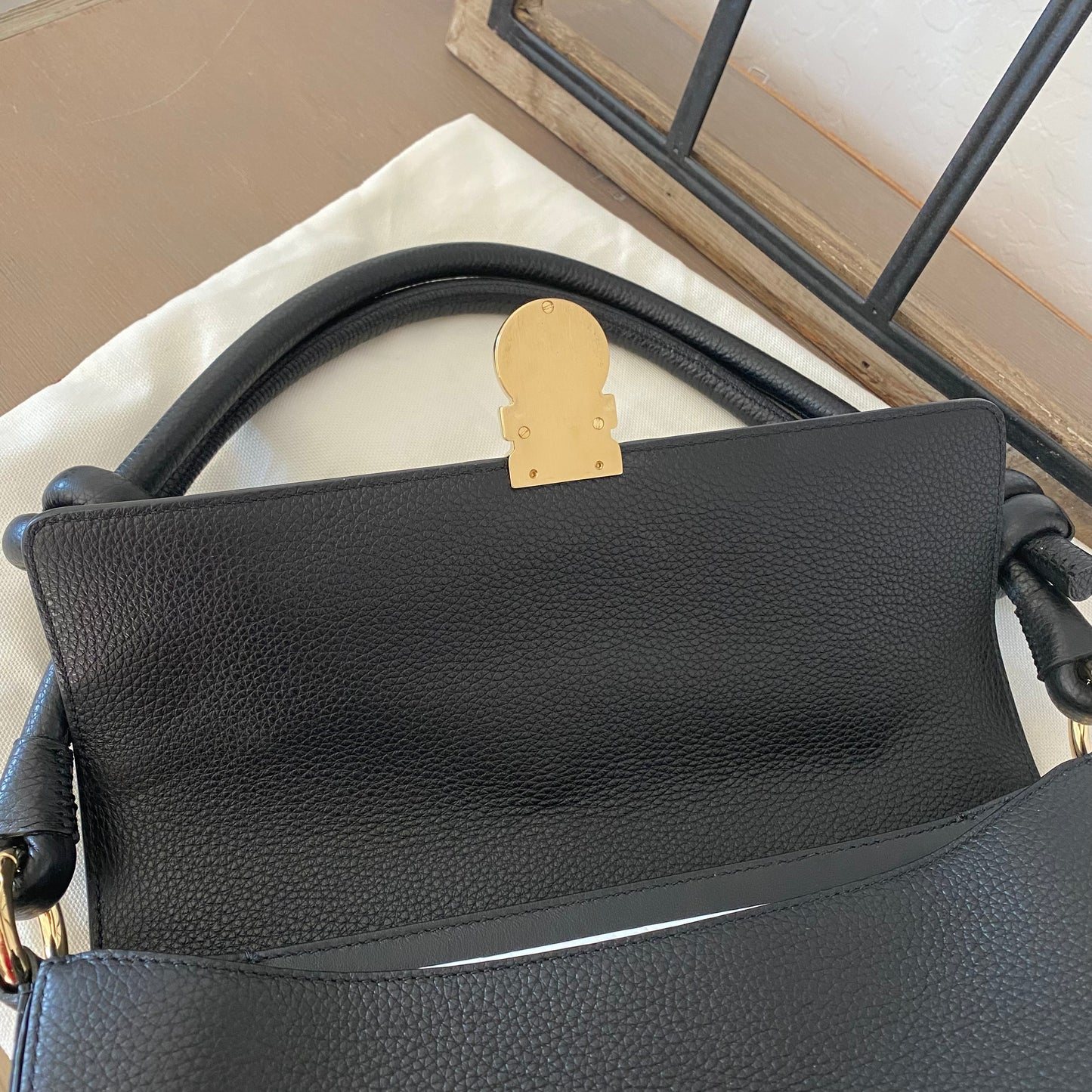 Salvatore Ferragamo Glam Gancio Leather Shoulder Bag