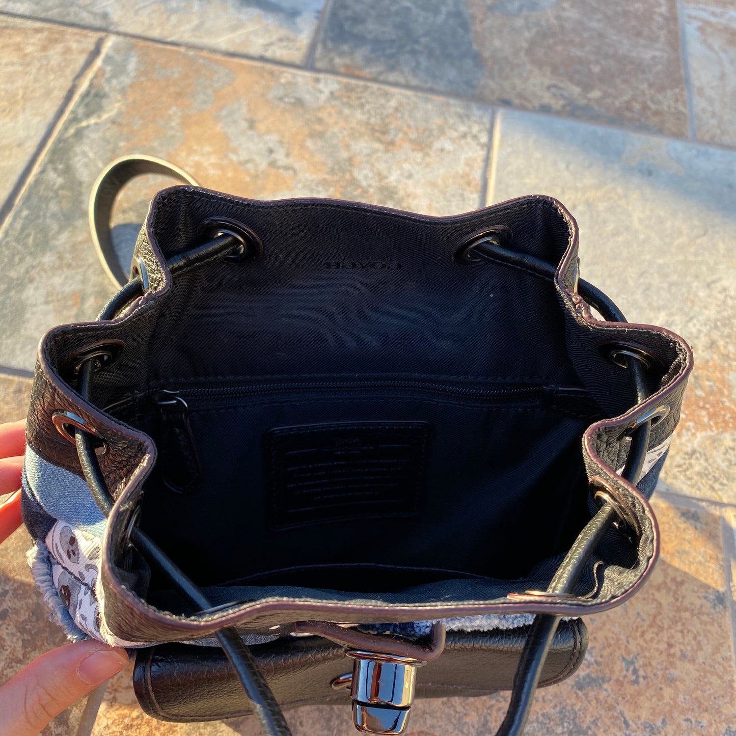 Coach Denim Quilted Mini Turnlock Rucksack Backpack