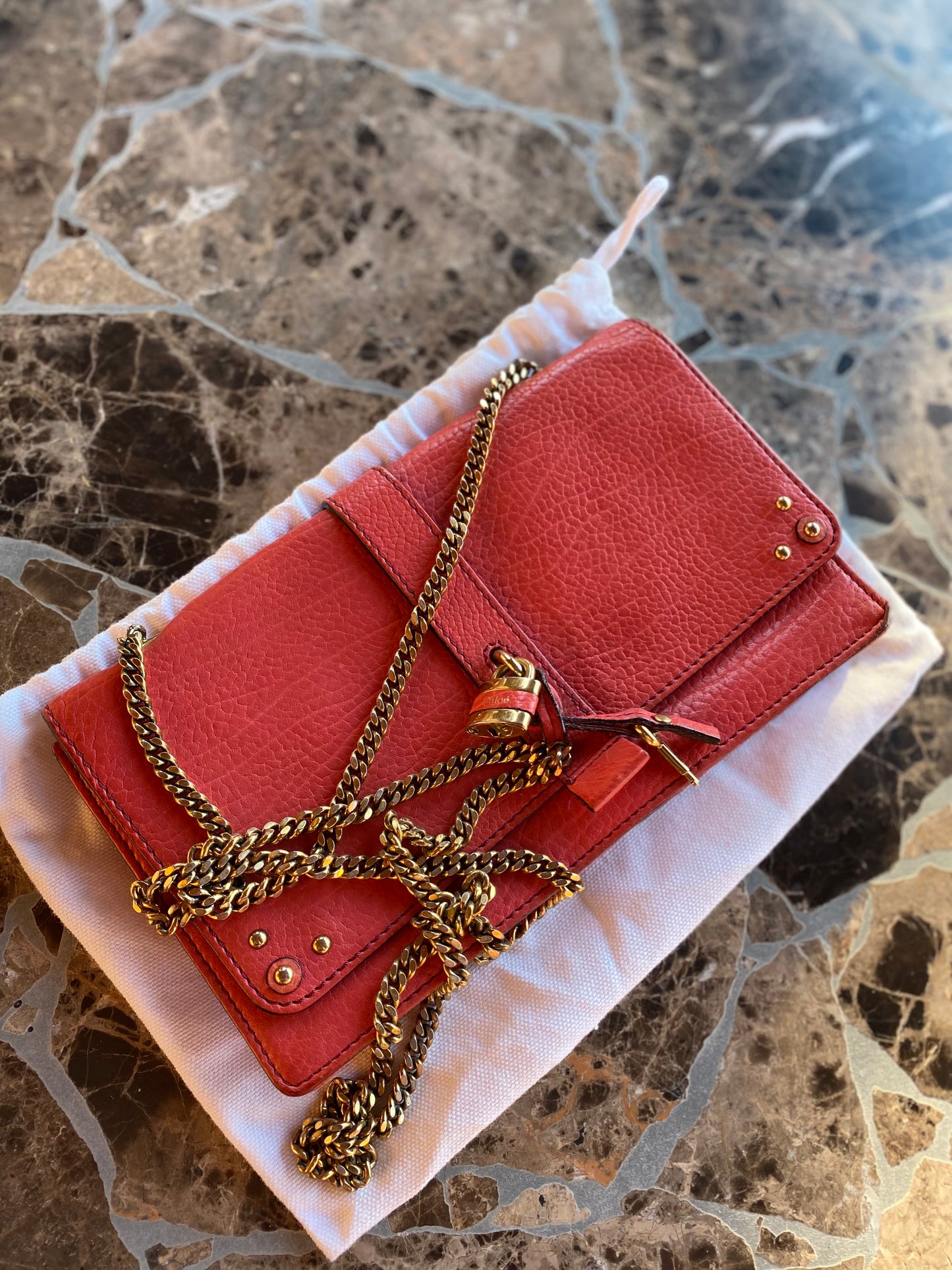 Chloé Aurore Leather Wallet On Chain Crossbody