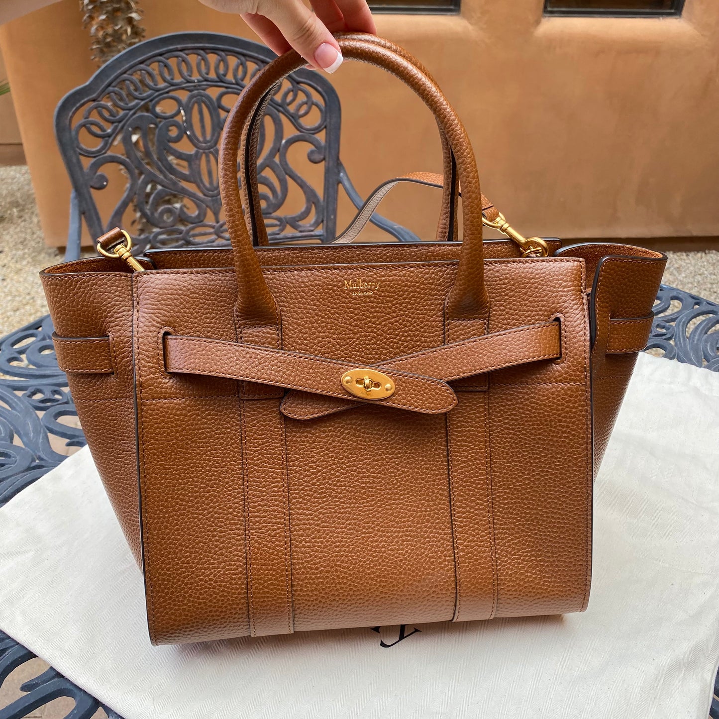 Mulberry Small Zipped Bayswater Grained Leather Tote