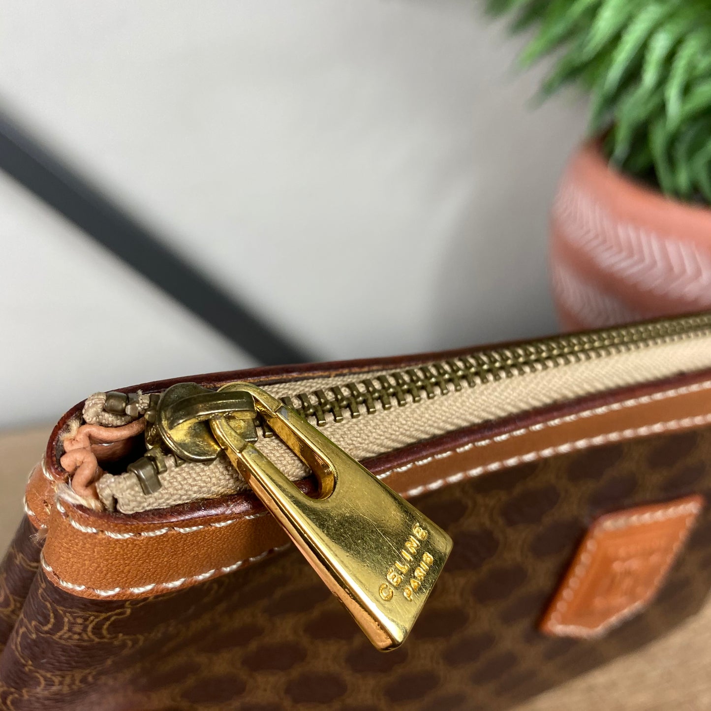 Celine Vintage Macadam Zipper Pouch