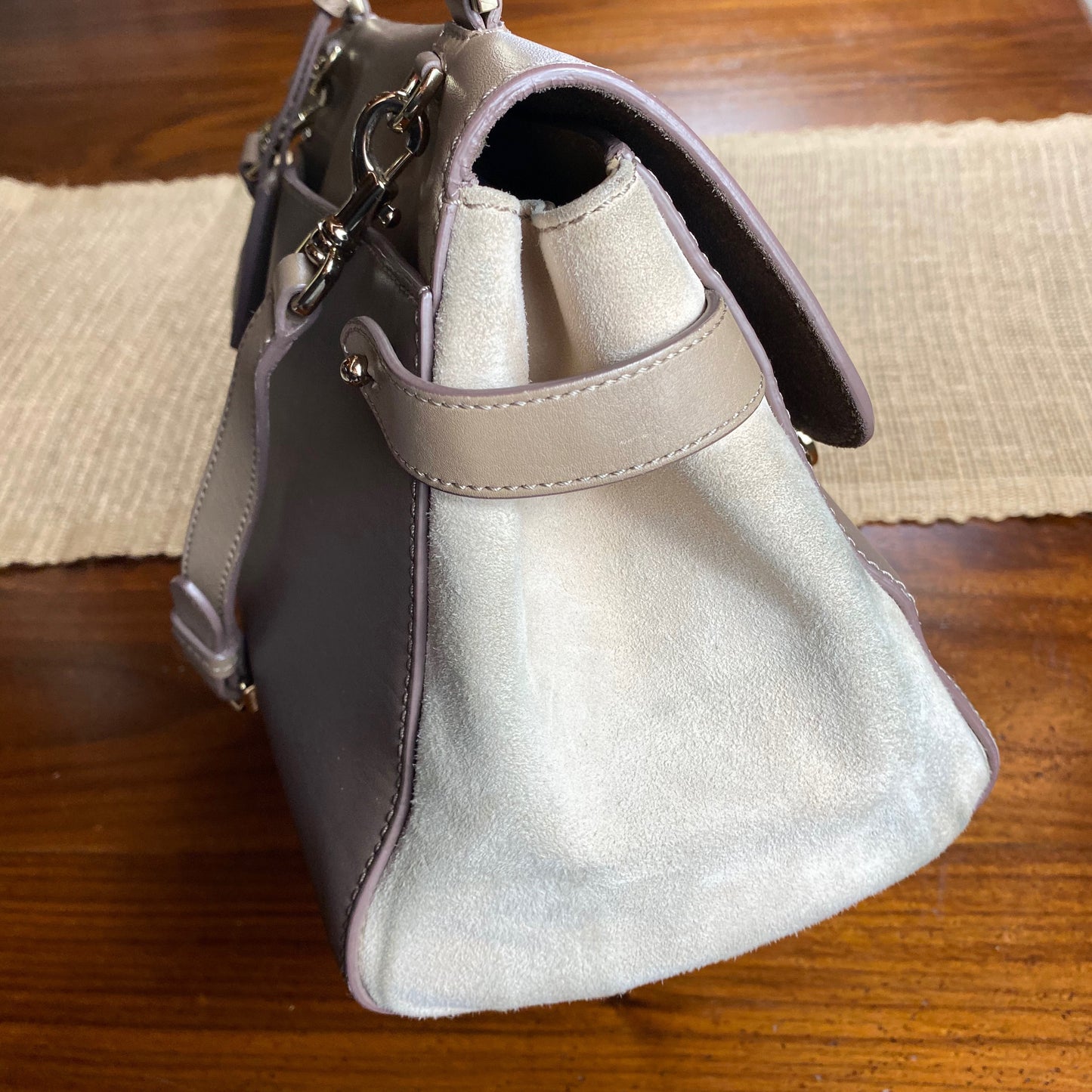 Mulberry Polished Calfskin Suede Primrose Satchel Crossbody