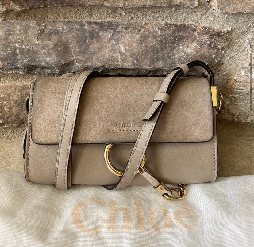 Chloé Faye Mini Wallet Motty Grey Crossbody