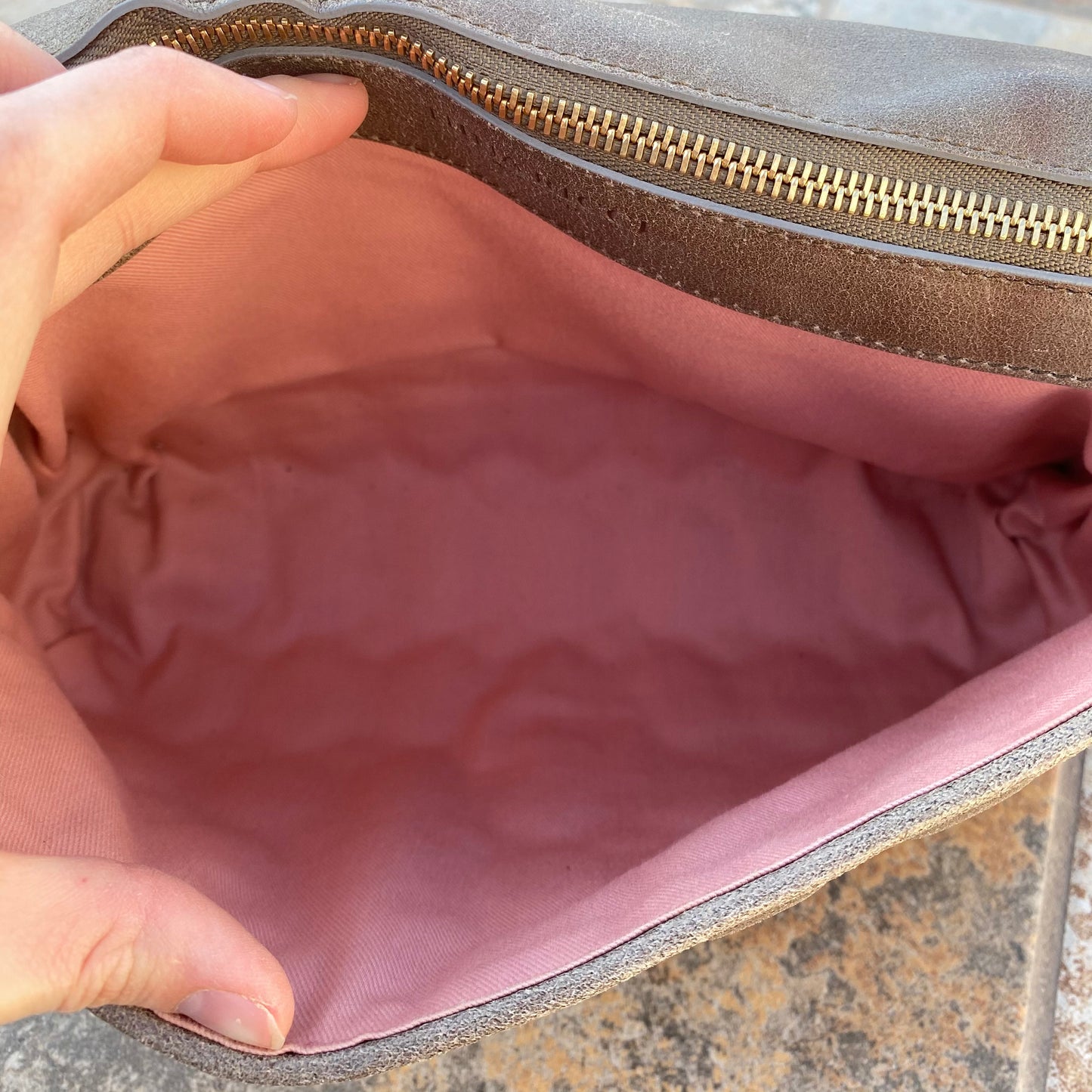 Nina Ricci Quilted Distressed Leather Smile Shoulder Bag