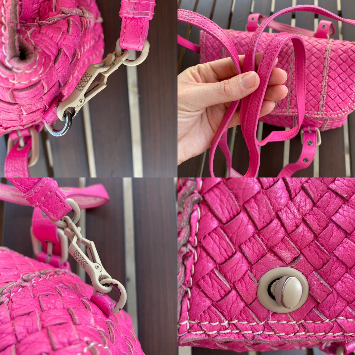 Bottega Veneta Intrecciato Vivo Cervo Woven Leather Satchel