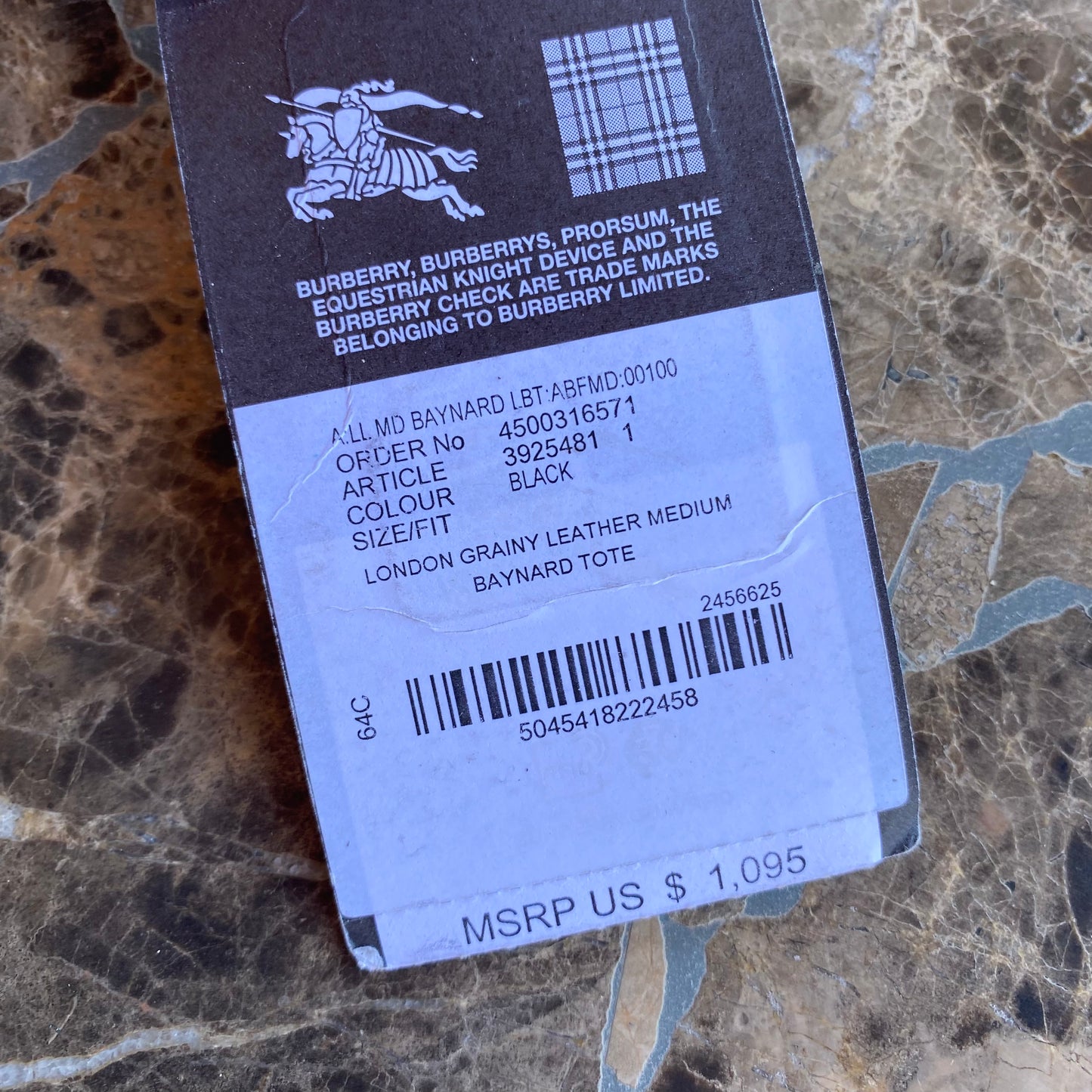 Burberry Baynard Medium Pebbled Leather Tote