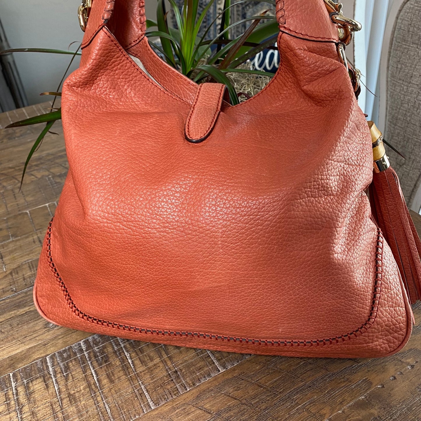 Gucci New Jackie Bamboo Whipstitch Hobo Bag