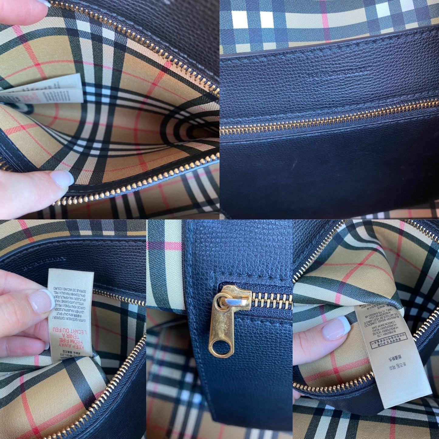 Burberry Embossed Crest Leather Shopping Tote