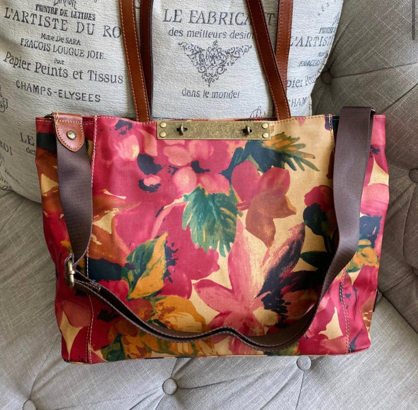 Patricia Nash Silvi Patina Coated Canvas Spring Multi Tote