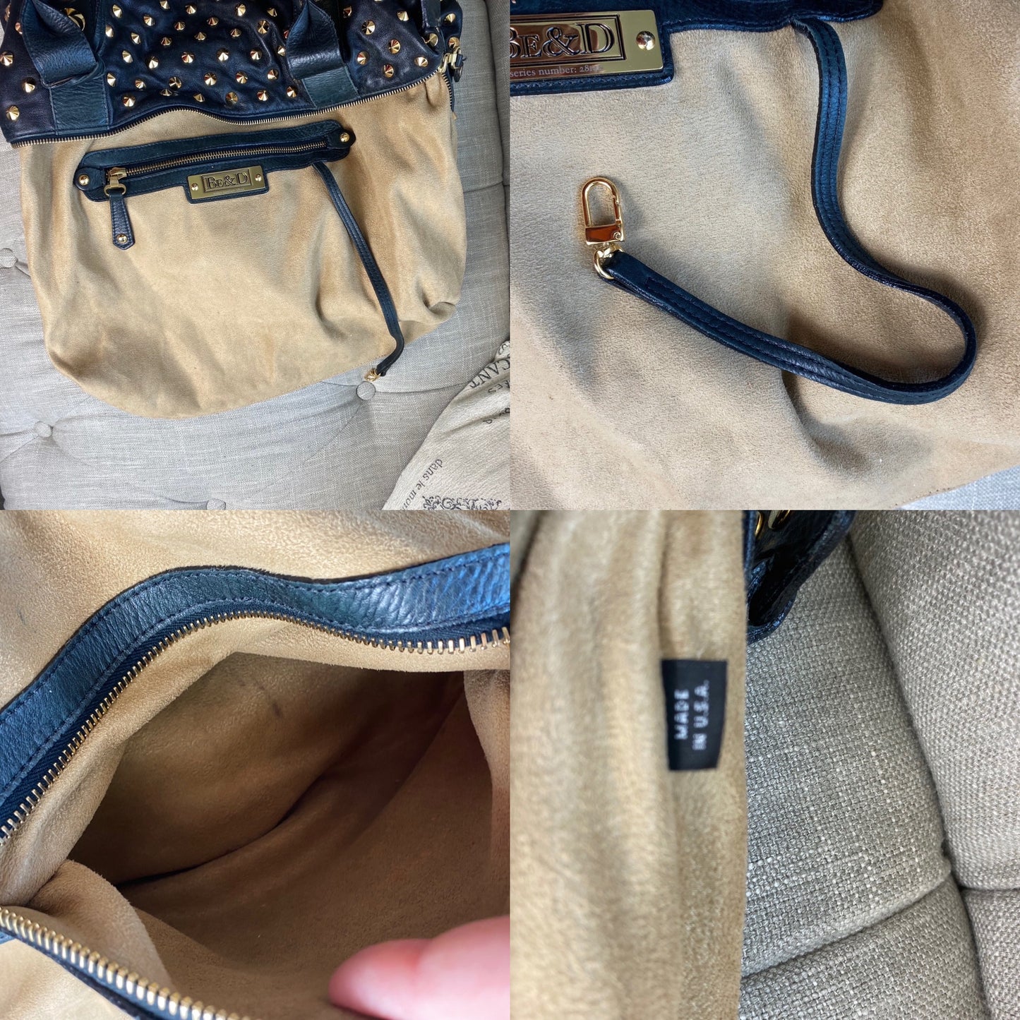 Be&D Garbo Studded Lamb Leather Satchel