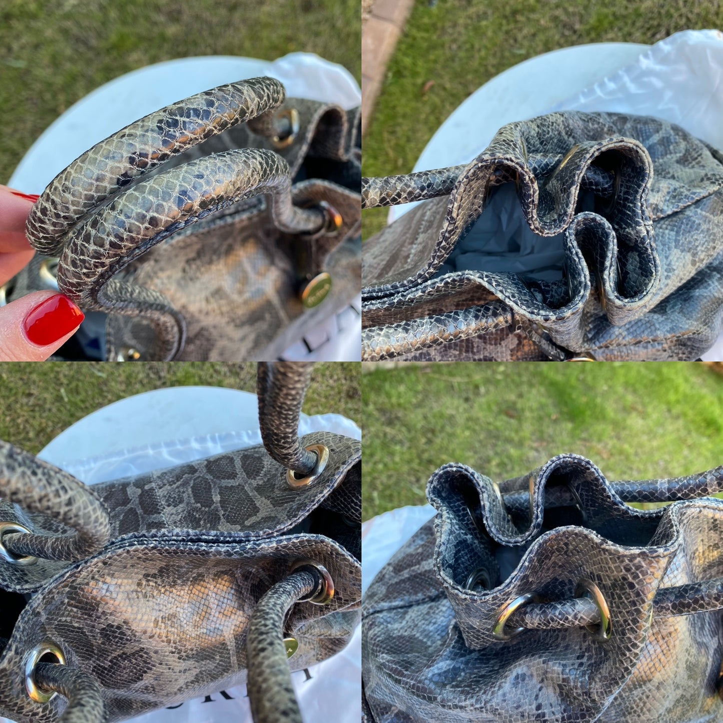 Furla Snakeskin Embossed Leather Bag