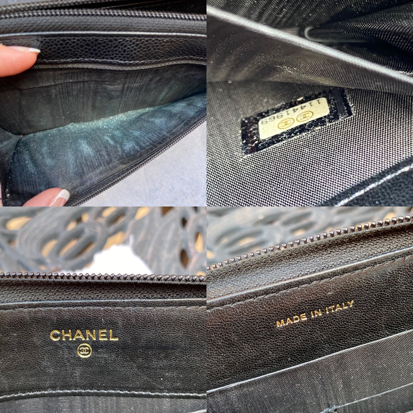 Chanel Black Zippy Caviar Leather Wallet