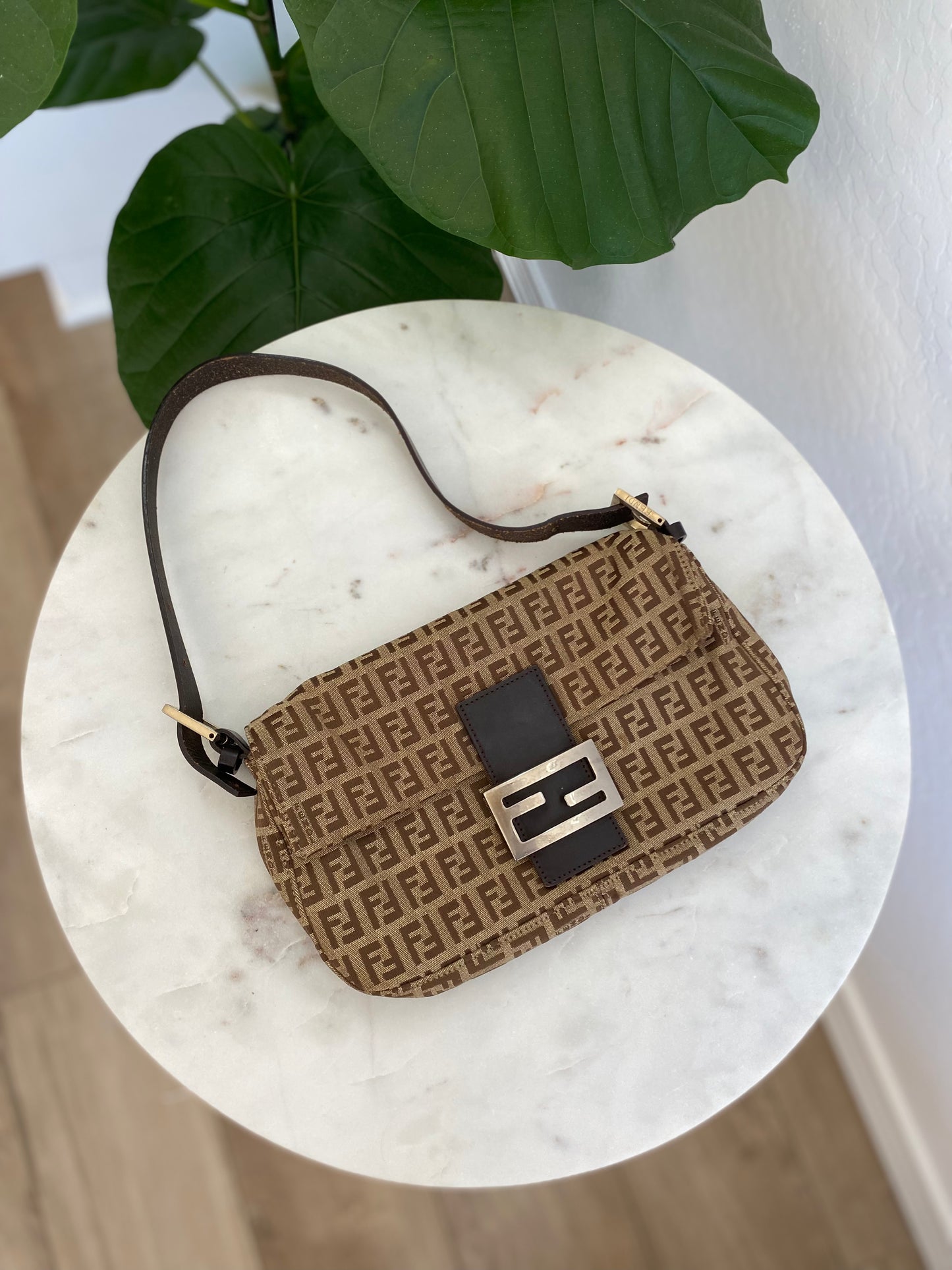 Fendi Vintage Zucchino Baguette Shoulder Bag
