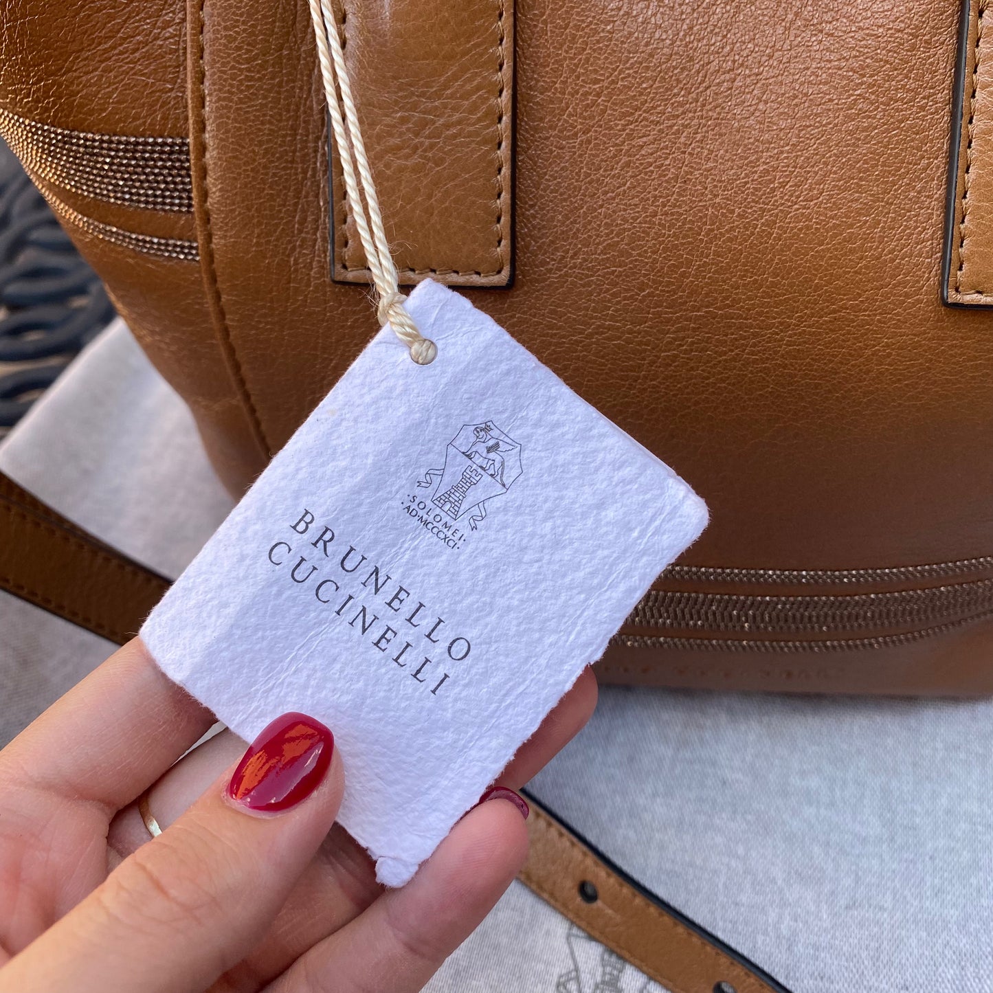 Brunello Cucinelli Monili Beaded Glossy Nappa Leather Tote