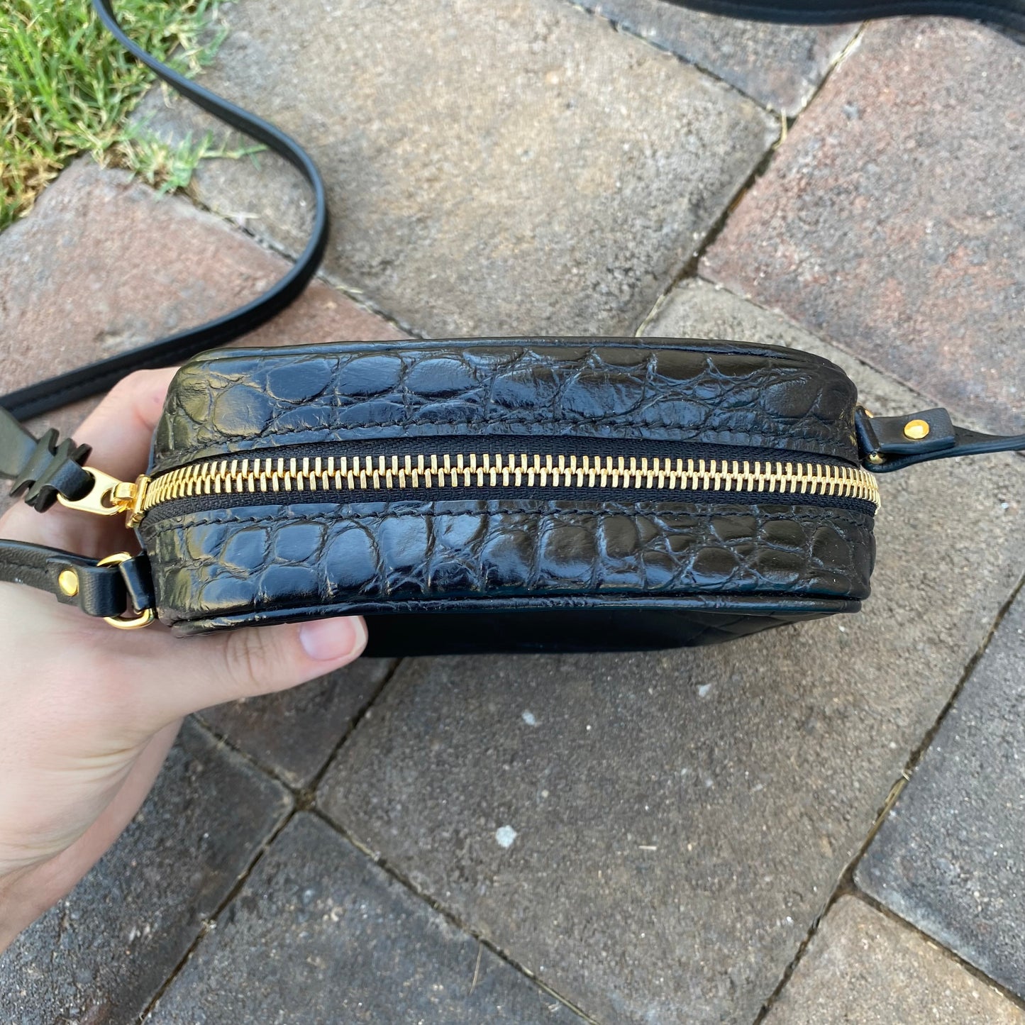 Alexander McQueen Embossed Croc Leather Crossbody