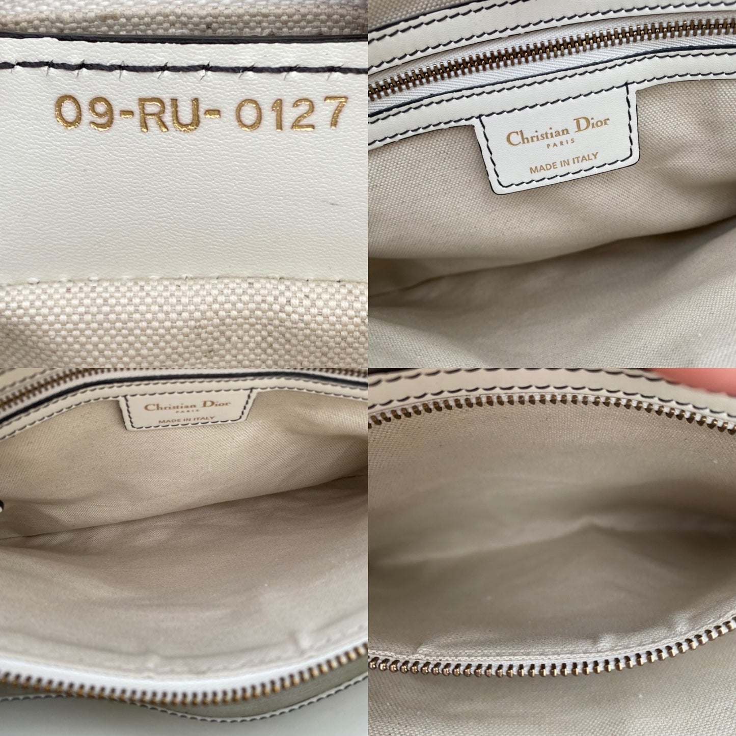 Christian Dior White Leather D-Bee Top Handle Bag
