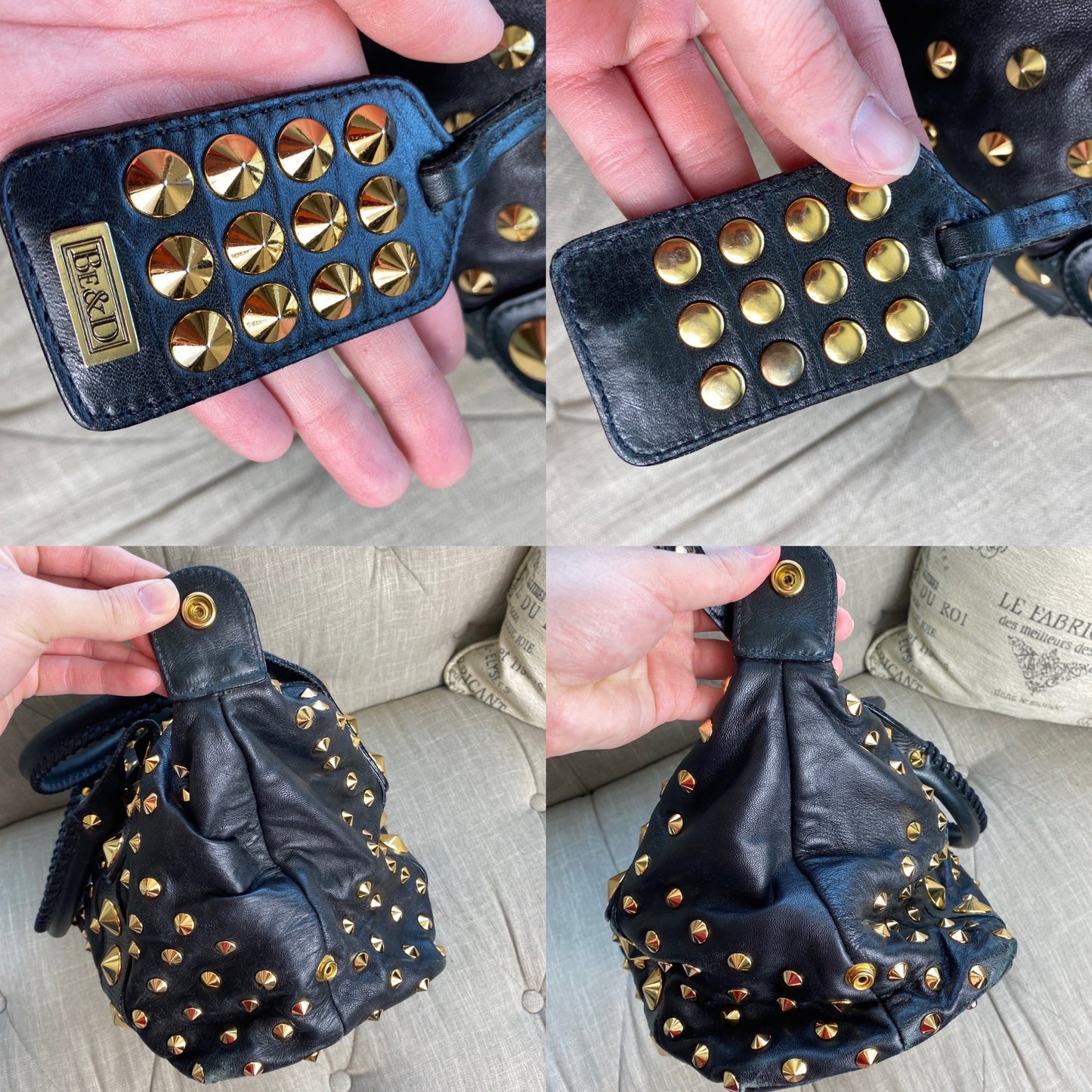 Be&D Garbo Studded Lamb Leather Satchel