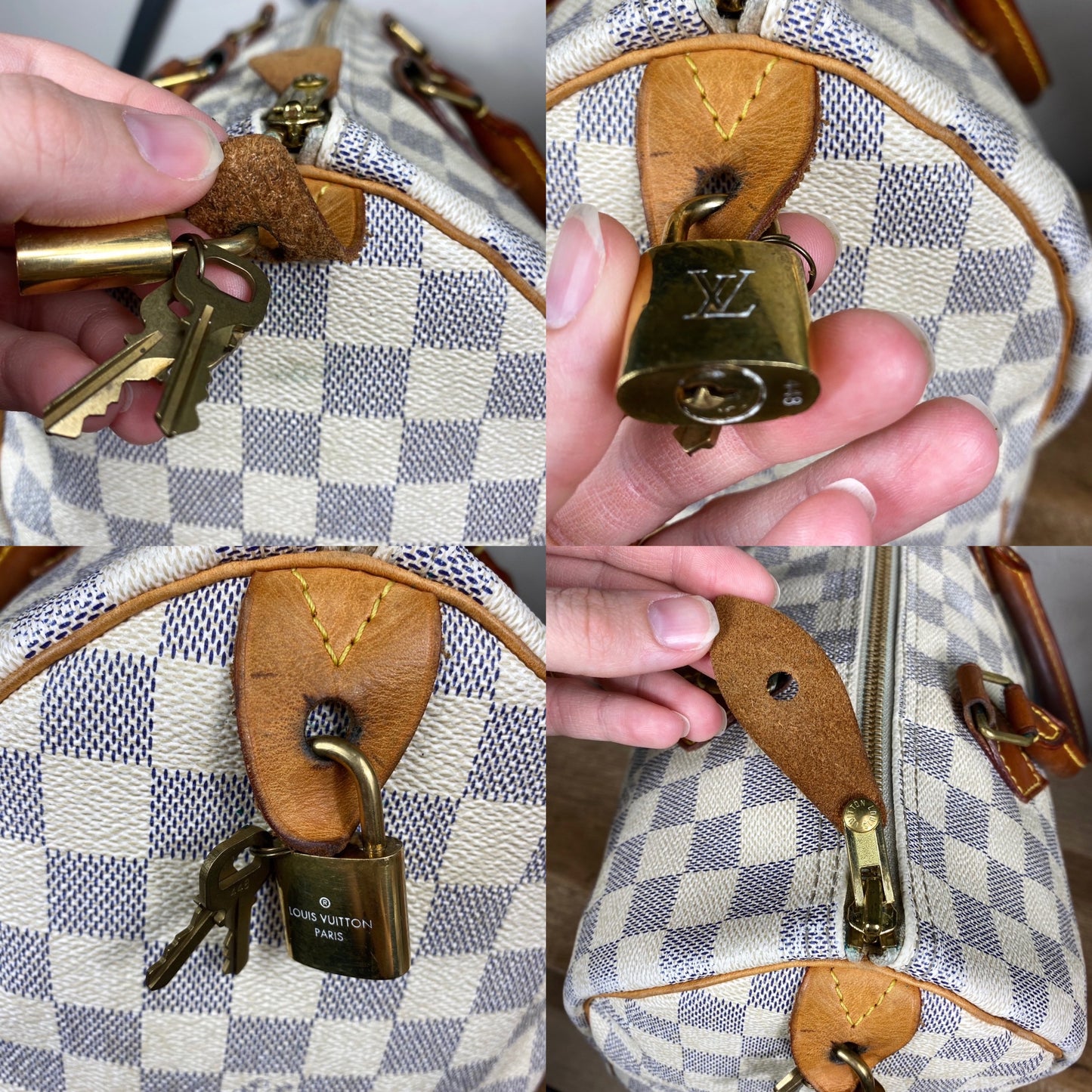 Louis Vuitton Azur Speedy 30 Satchel