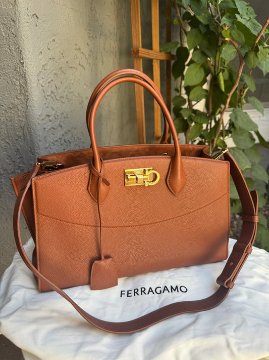 Salvatore Ferragamo Studio Soft Leather Top Handle Bag