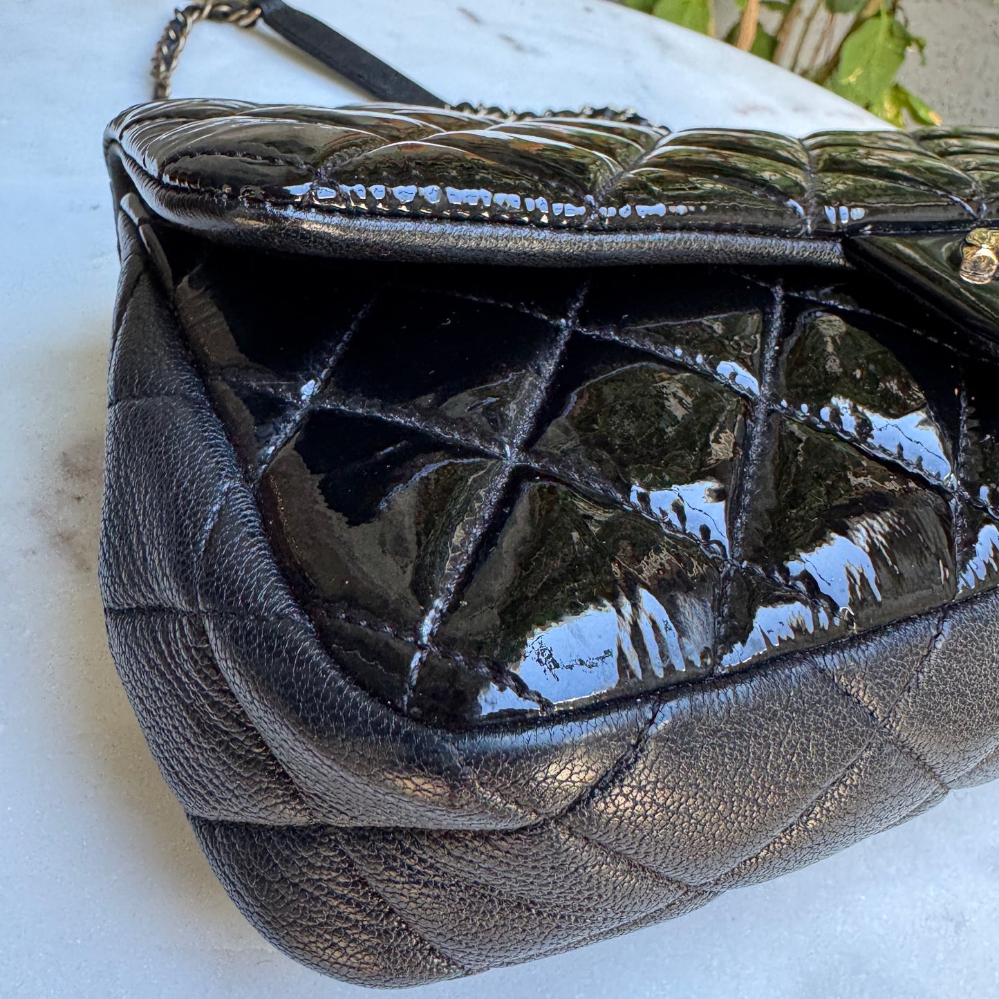 Chanel Quilted Patent Leather Medium Eyelet Single Flap Crossbody