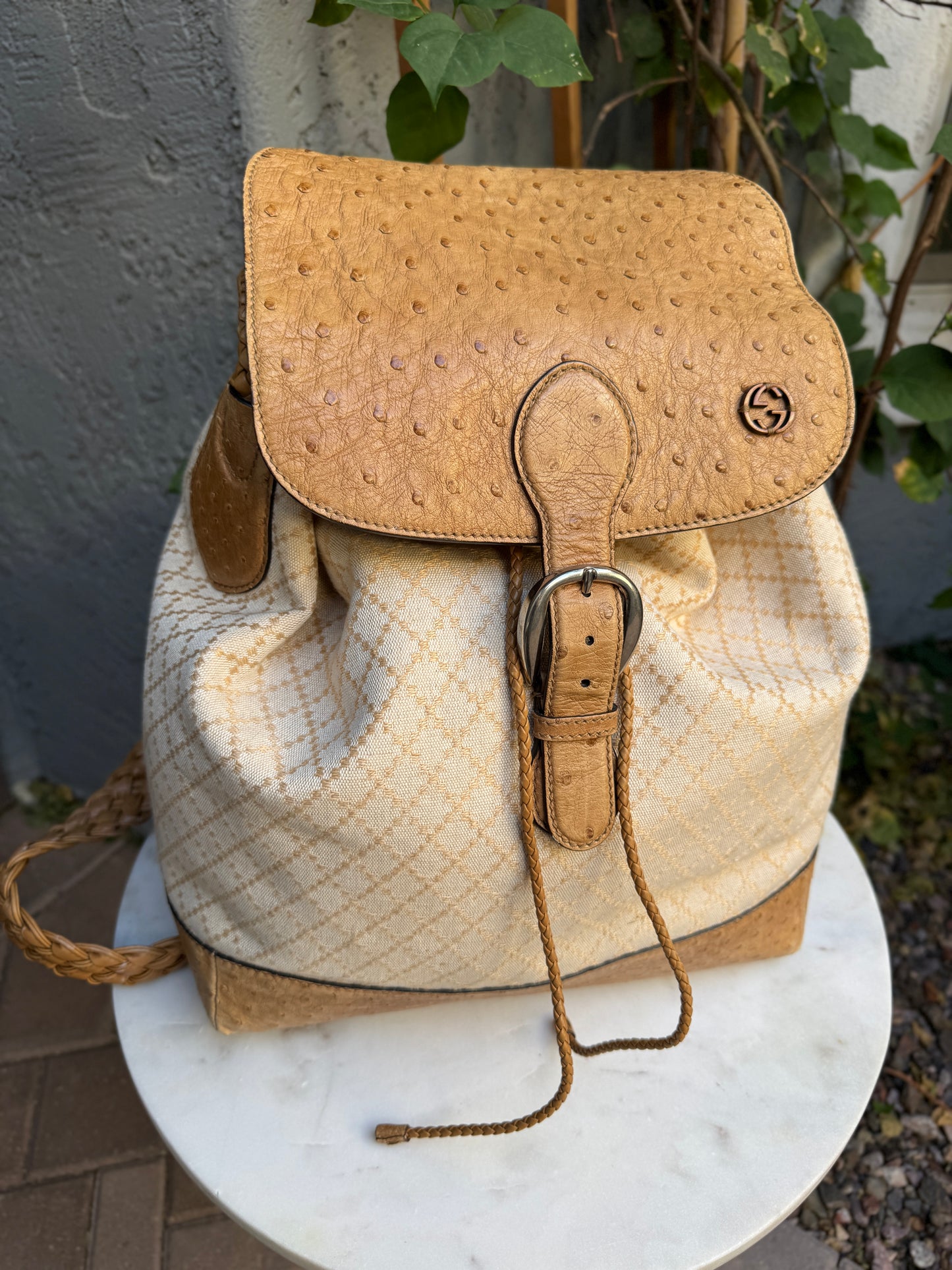 Gucci Ostrich Leather Convertible Backpack