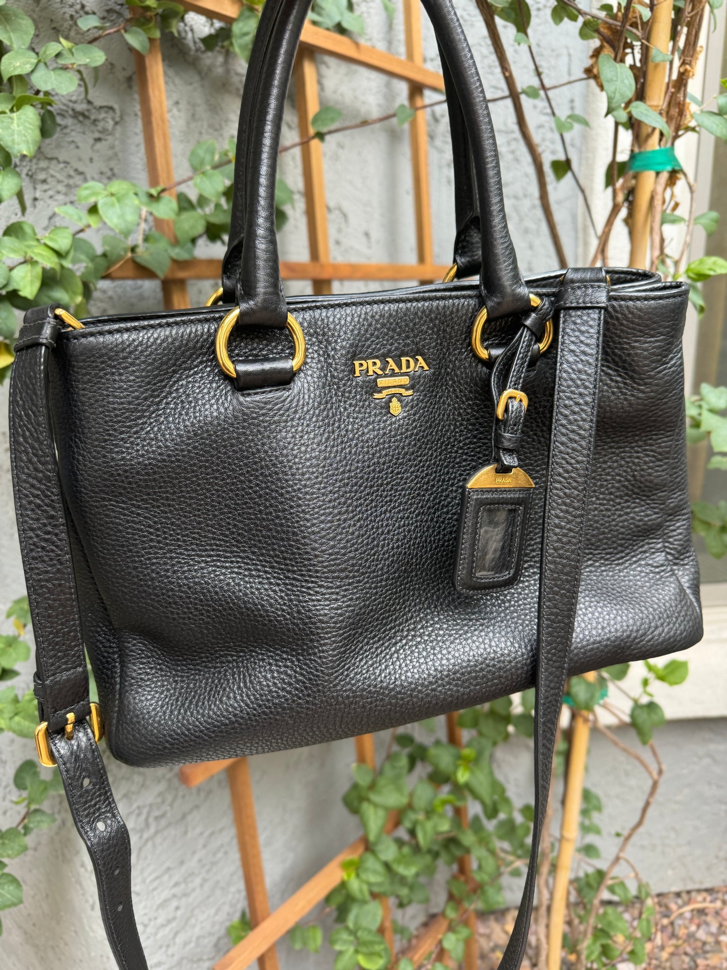 Prada Pebbled Leather Vitello Daino Crossbody