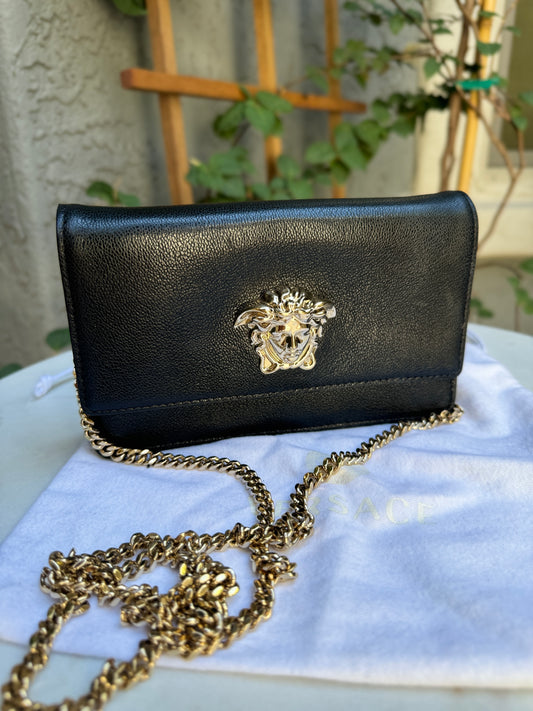 Versace Leather Medusa Chain Crossbody