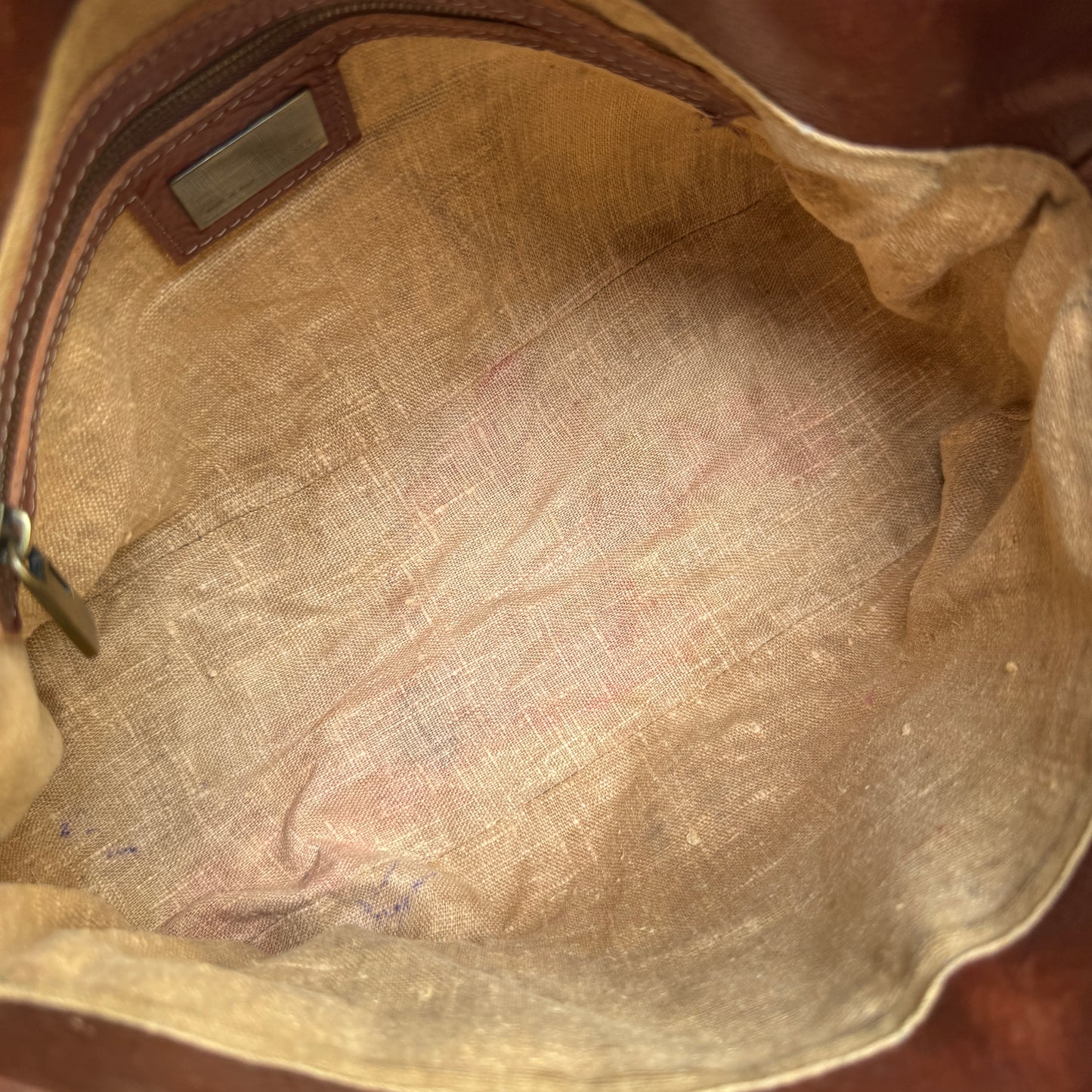 Fendi FF Leather Stitched Monogram Mamma Baguette