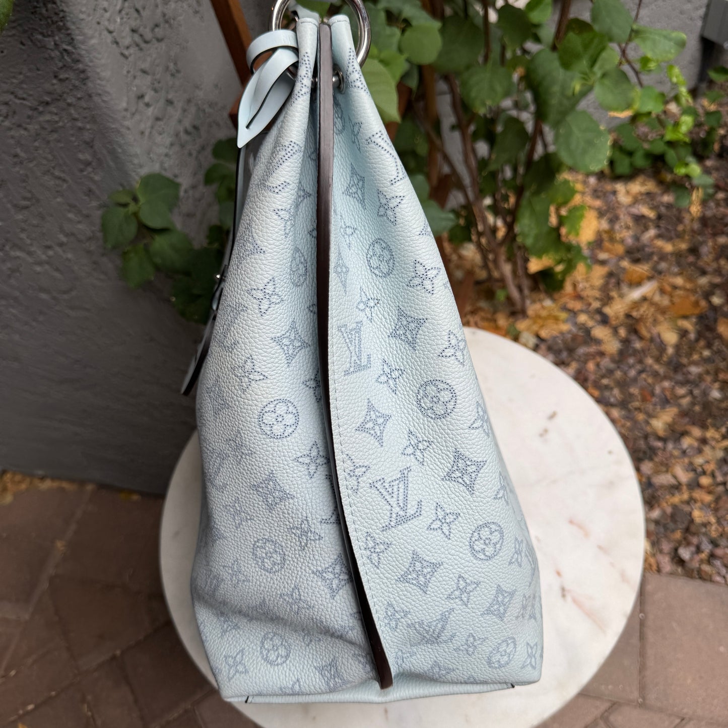 Louis Vuitton Mahina Leather Caramel Hobo Shoulder Bag