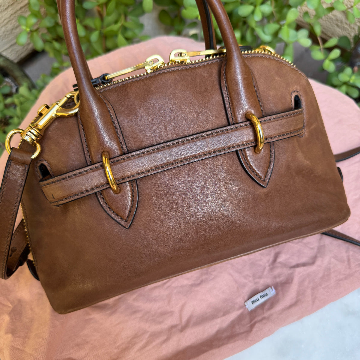 Miu Miu Adventure Nappa Leather Top Handle Bag