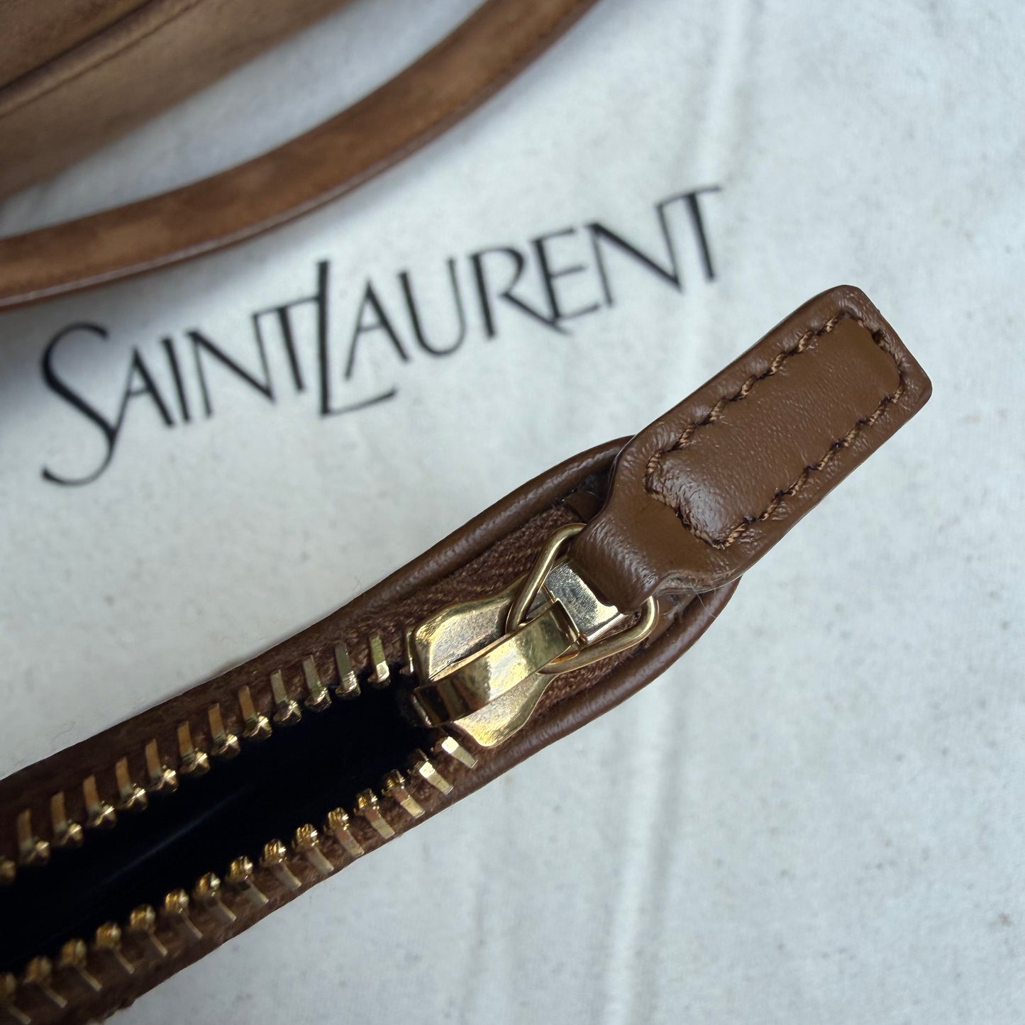 Saint Laurent Suede Leather Medium Jamie Shopping Bag with Pouch