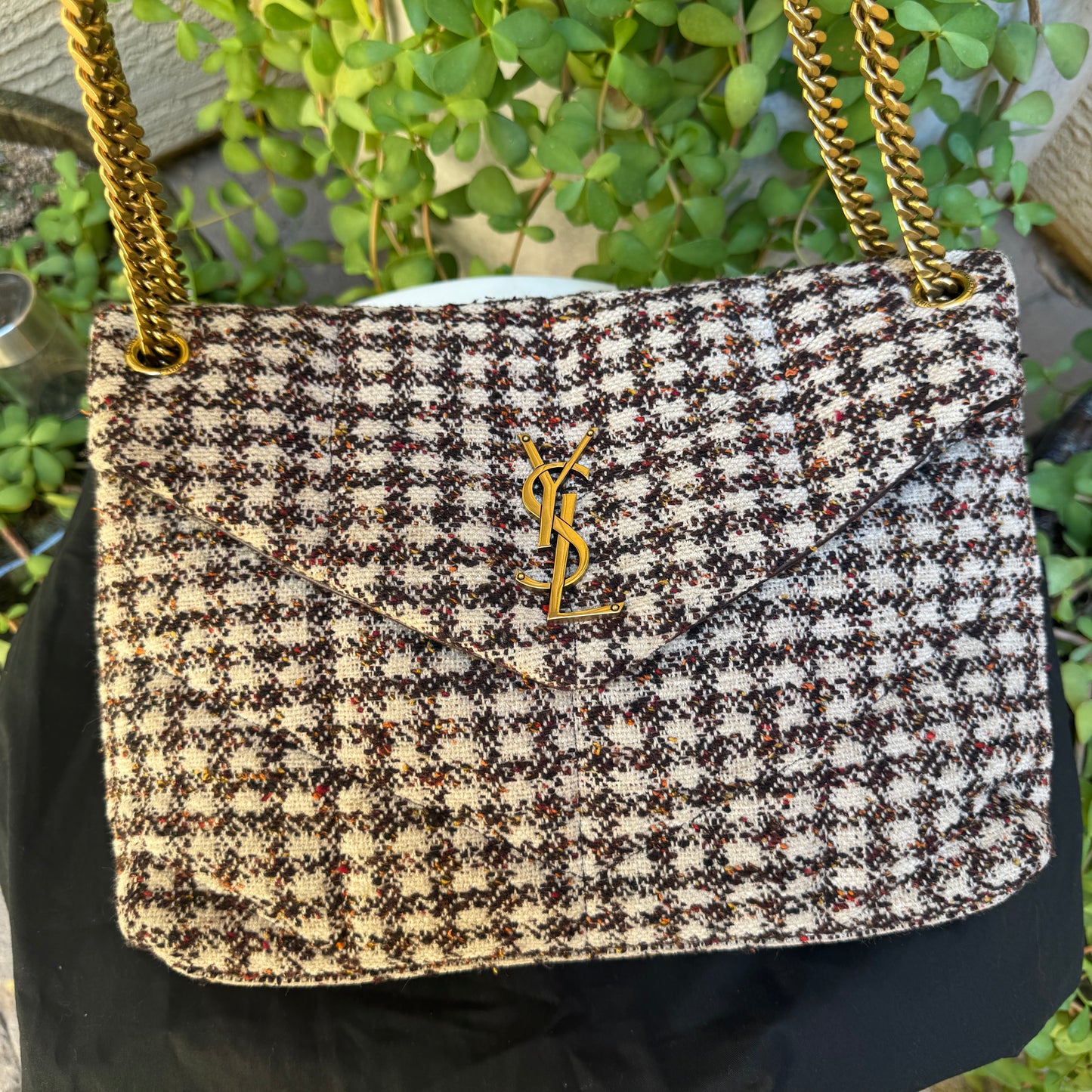 Saint Laurent Tweed Loulou Monogram Puffer Shoulder Bag