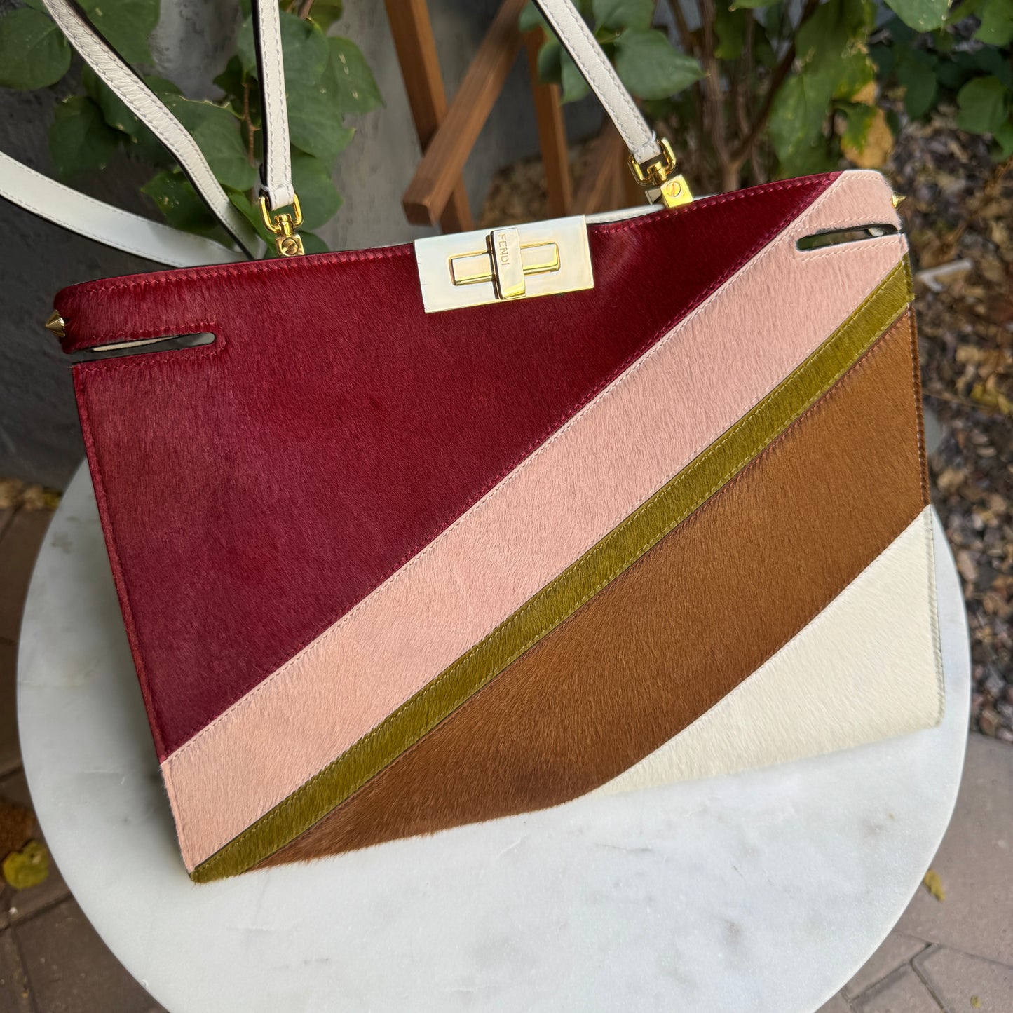 Fendi Pony Hair Leather Peekaboo Clutch Crossbody