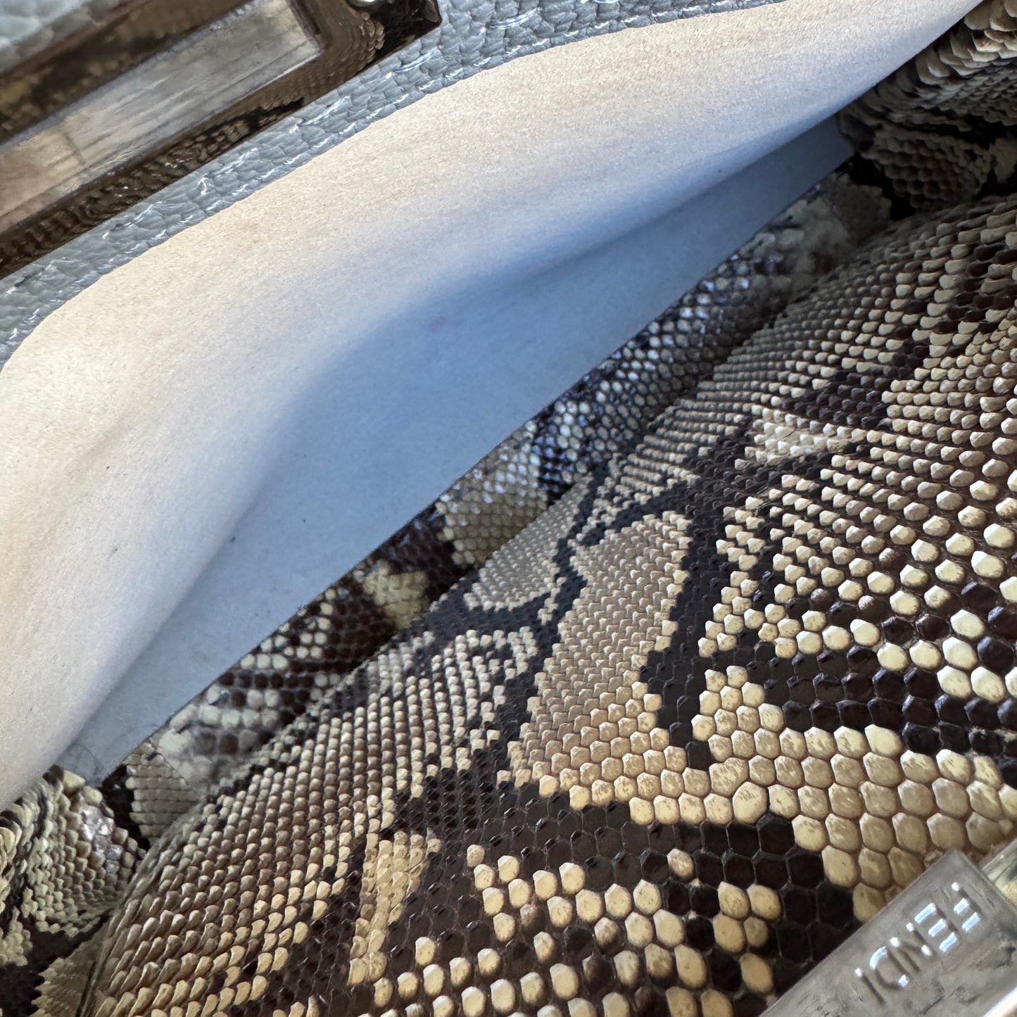 Fendi Cuoio Romano Selleria Leather Python Peekaboo Bag