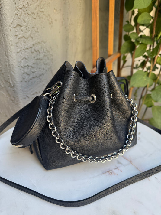 Louis Vuitton Mahina Leather Bella Drawstring Bucket Bag with Coin Pouch