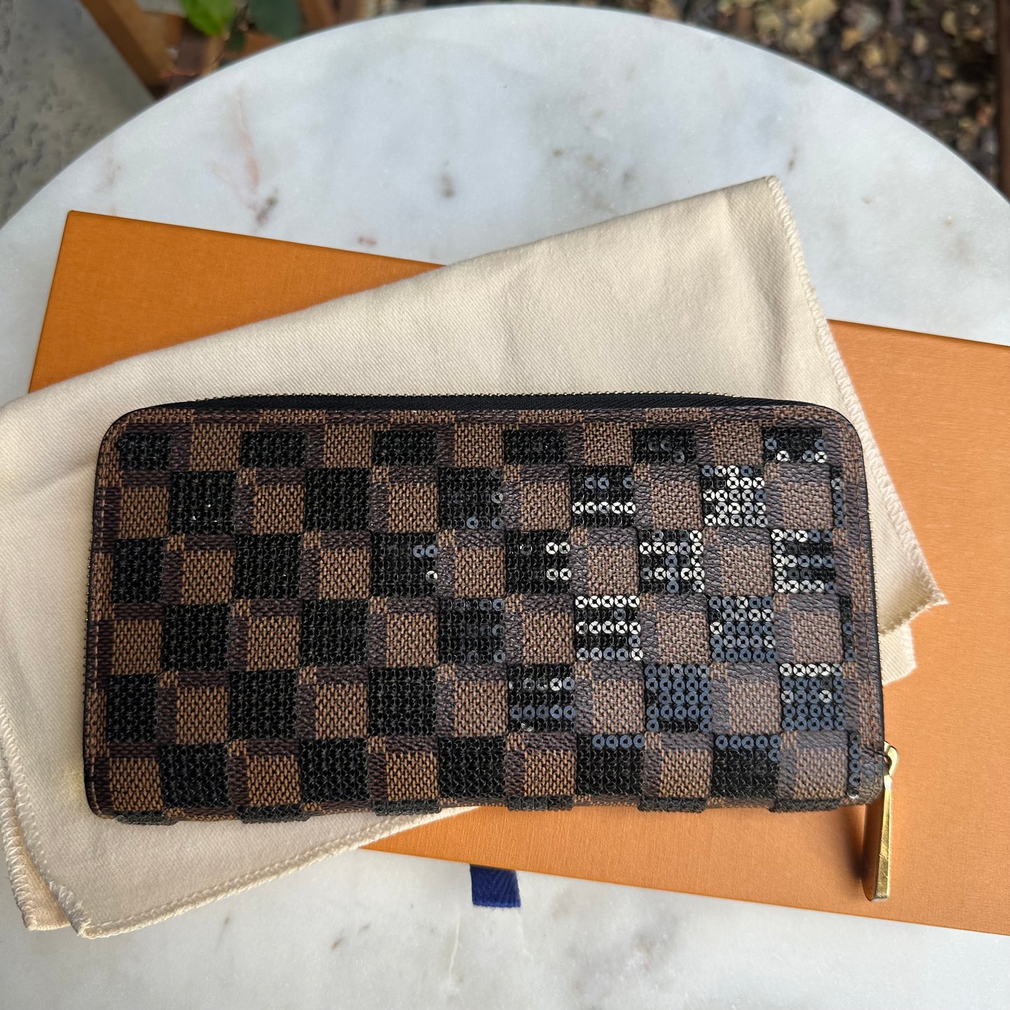 Louis Vuitton Damier Ebene Paillettes Zippy Wallet